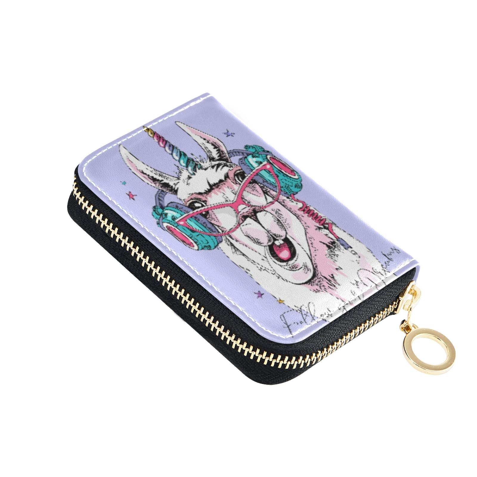 Funny Llama RFID Card Holder - Leather Wallet for Women & Girls - Travel & Daily Use