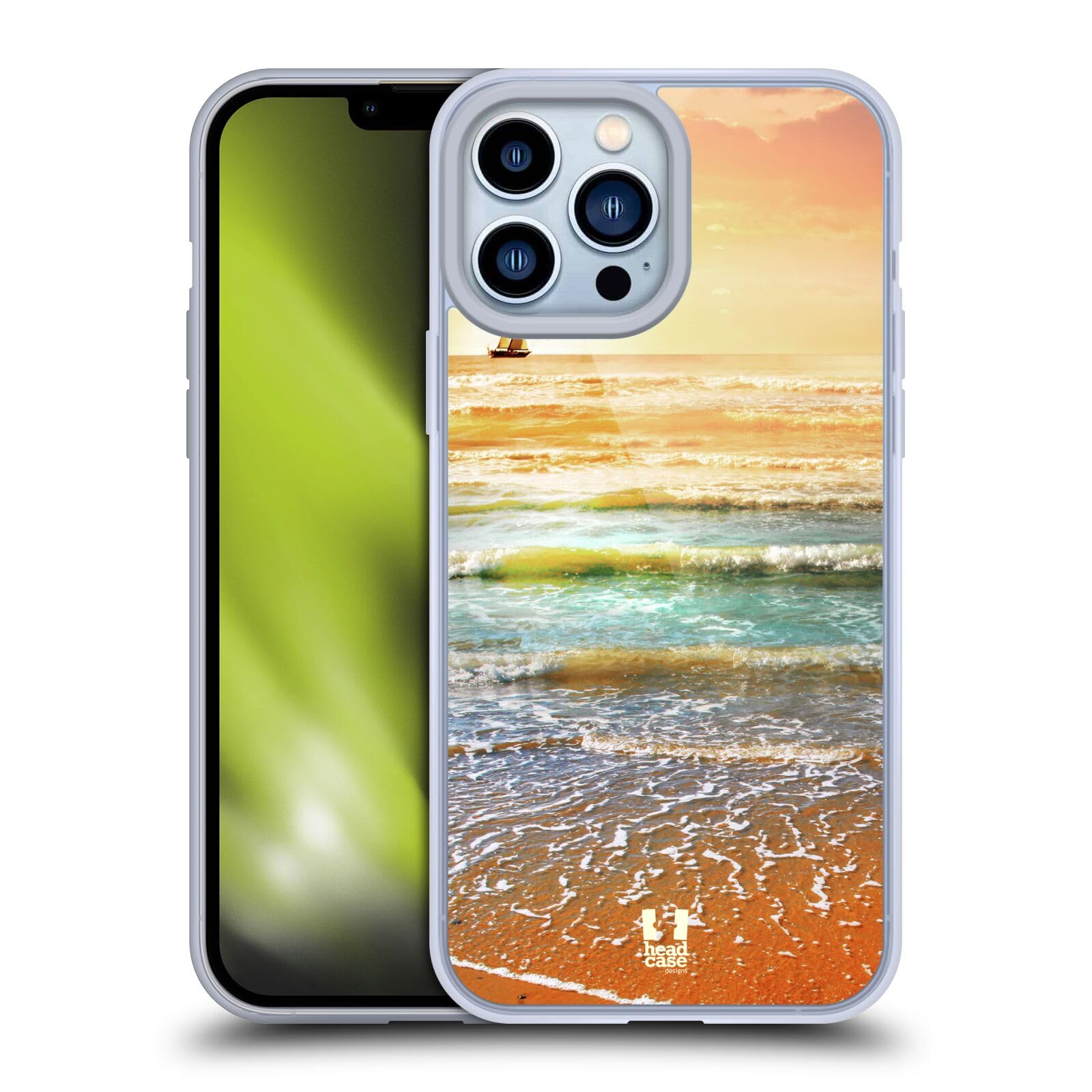 Sunset Sailboat Seascape Soft Gel Phone Case for iPhone 13 Pro Max - Beautiful Beach Design, Shockproof & Scratch Resistant Cover - Perfect for Vacation, Travel & Outdoor Adventures