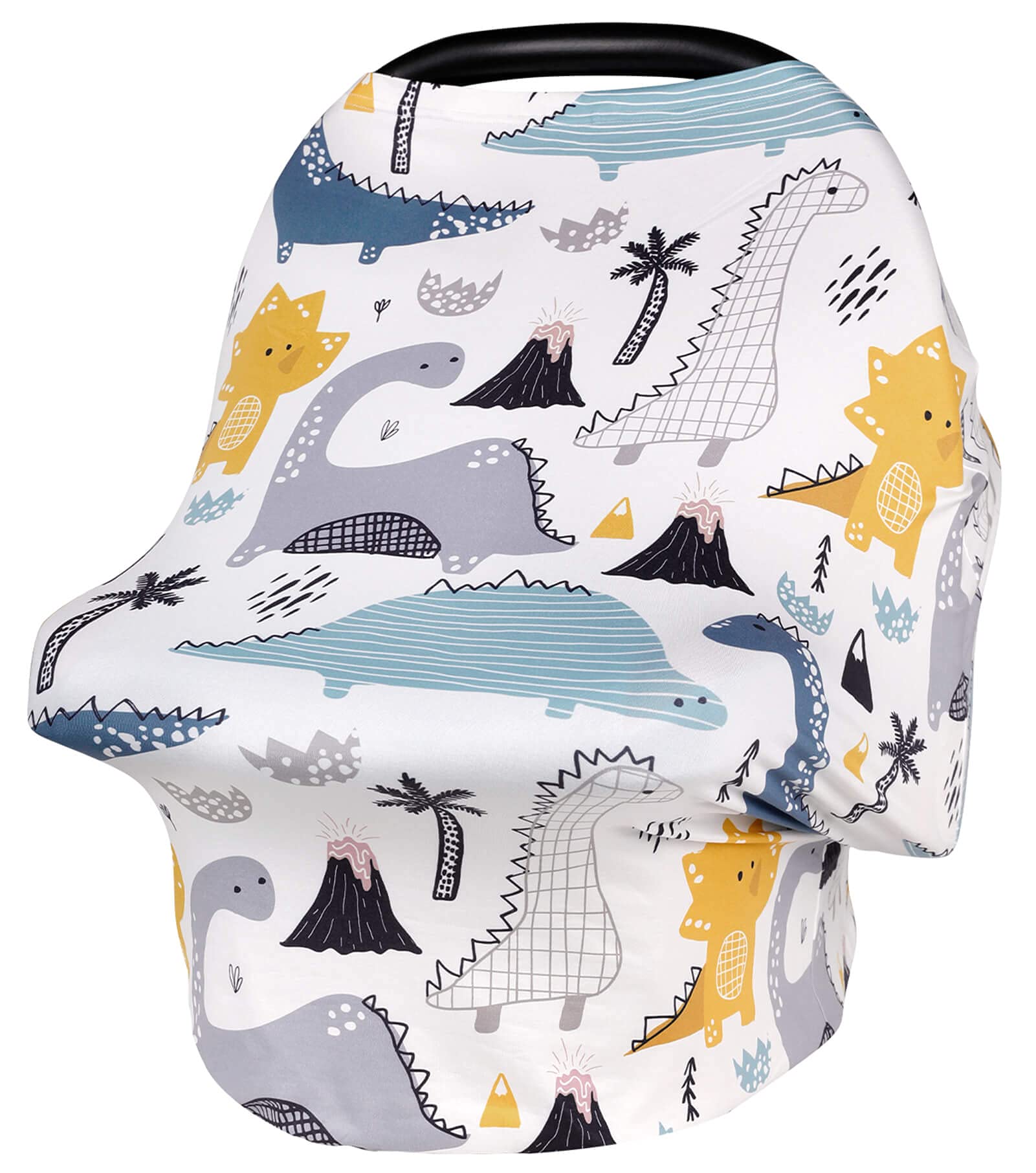 YIVEKO Stretchy Baby Car Seat Cover for Boys & Girls - Universal Nursing Cover for Breastfeeding, Shopping Cart, High Chair & Stroller - Dinosaur Print Baby Car Seat Canopy - Perfect for Travel, Shopping & Outdoor Activities