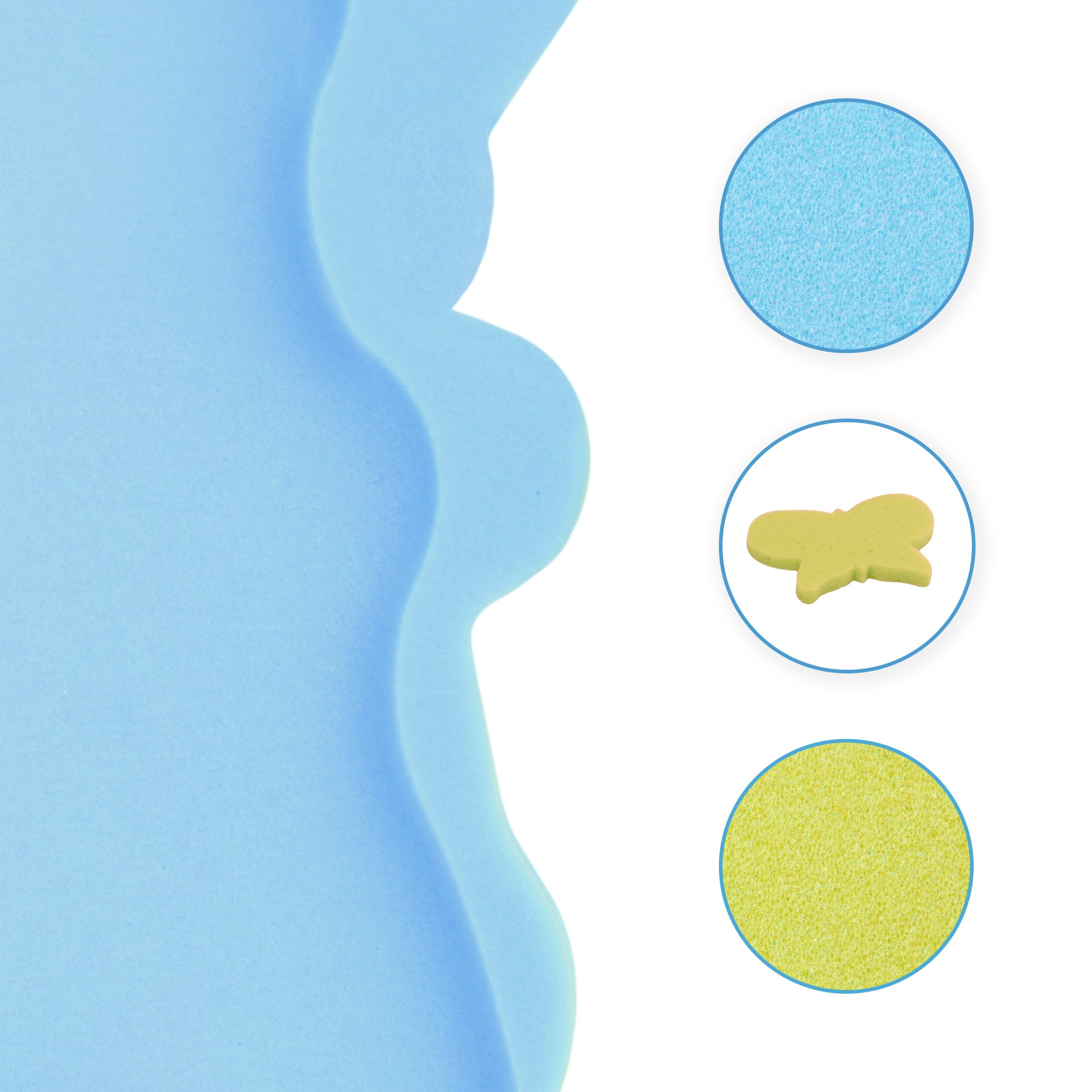 Baby Bathtub Sponge Mat - Support for Infants up to 6kg & 60cm (Blue) - Safe Bathing Aid