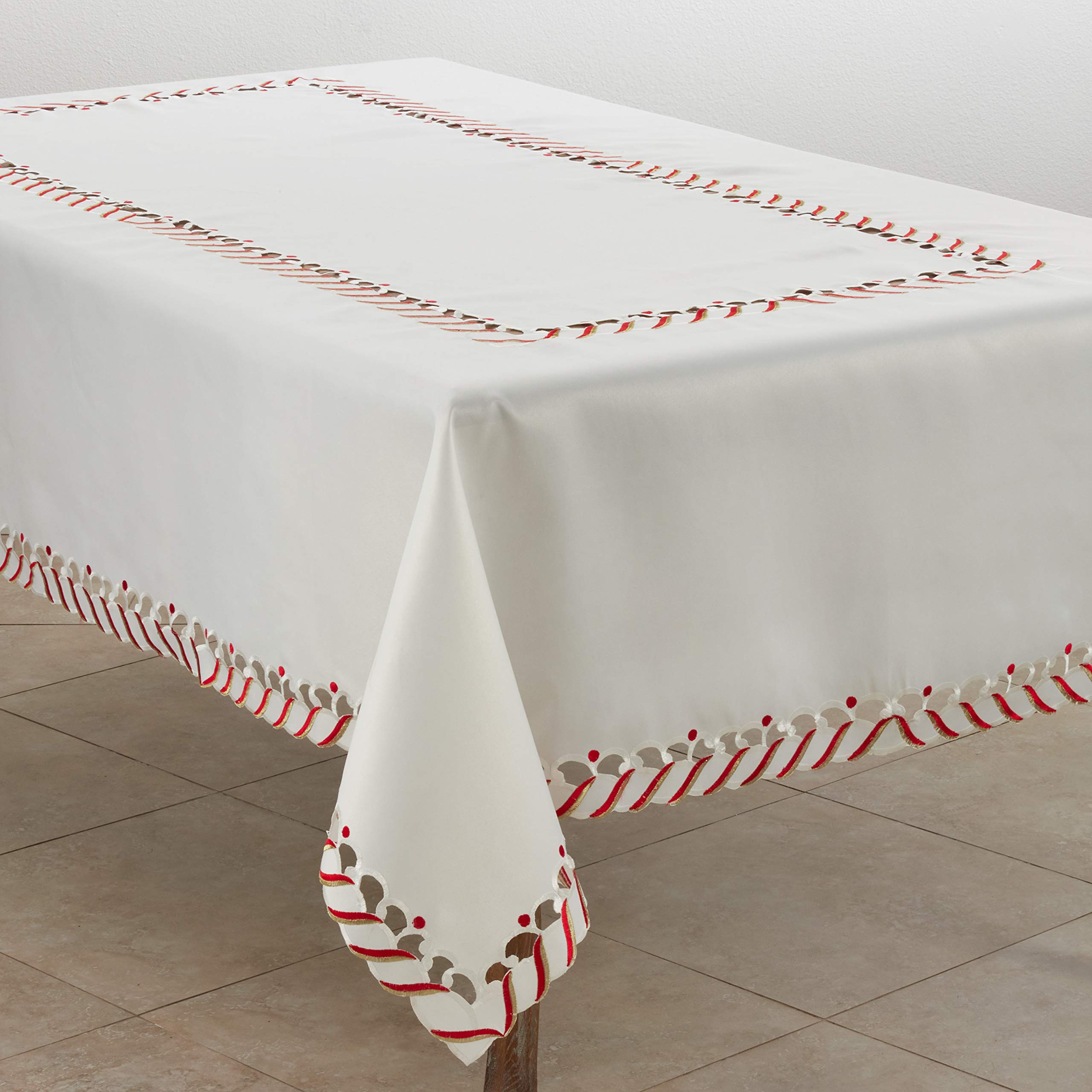 Festive Candy Cane Striped Christmas Tablecloth - Holiday Dining Decor for Parties, Family Gatherings & Seasonal Celebrations