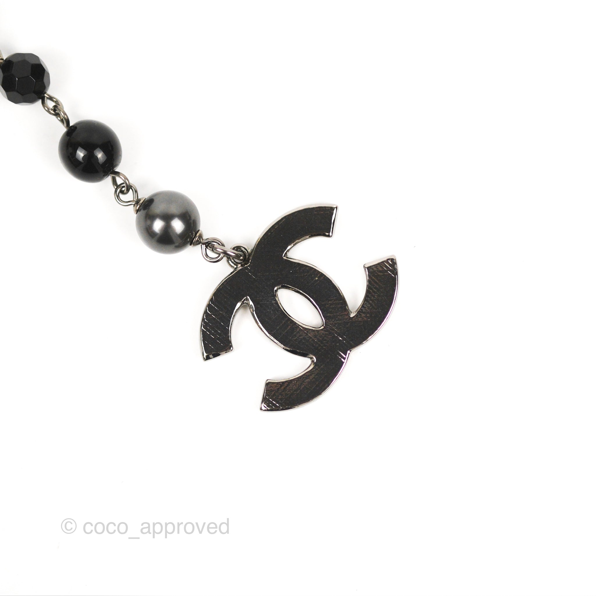 Chanel CC Bead Pendant Bracelet in Gun Metal Tone - 10V | Luxury Fashion Jewelry for Women, Perfect for Parties, Weddings & Special Occasions