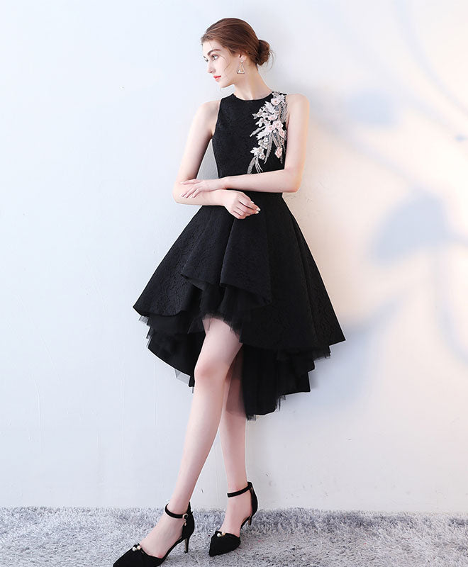 Elegant Black High-Low Prom Dress for Women - Short Evening Party Gown for Homecoming, Cocktail, and Formal Events