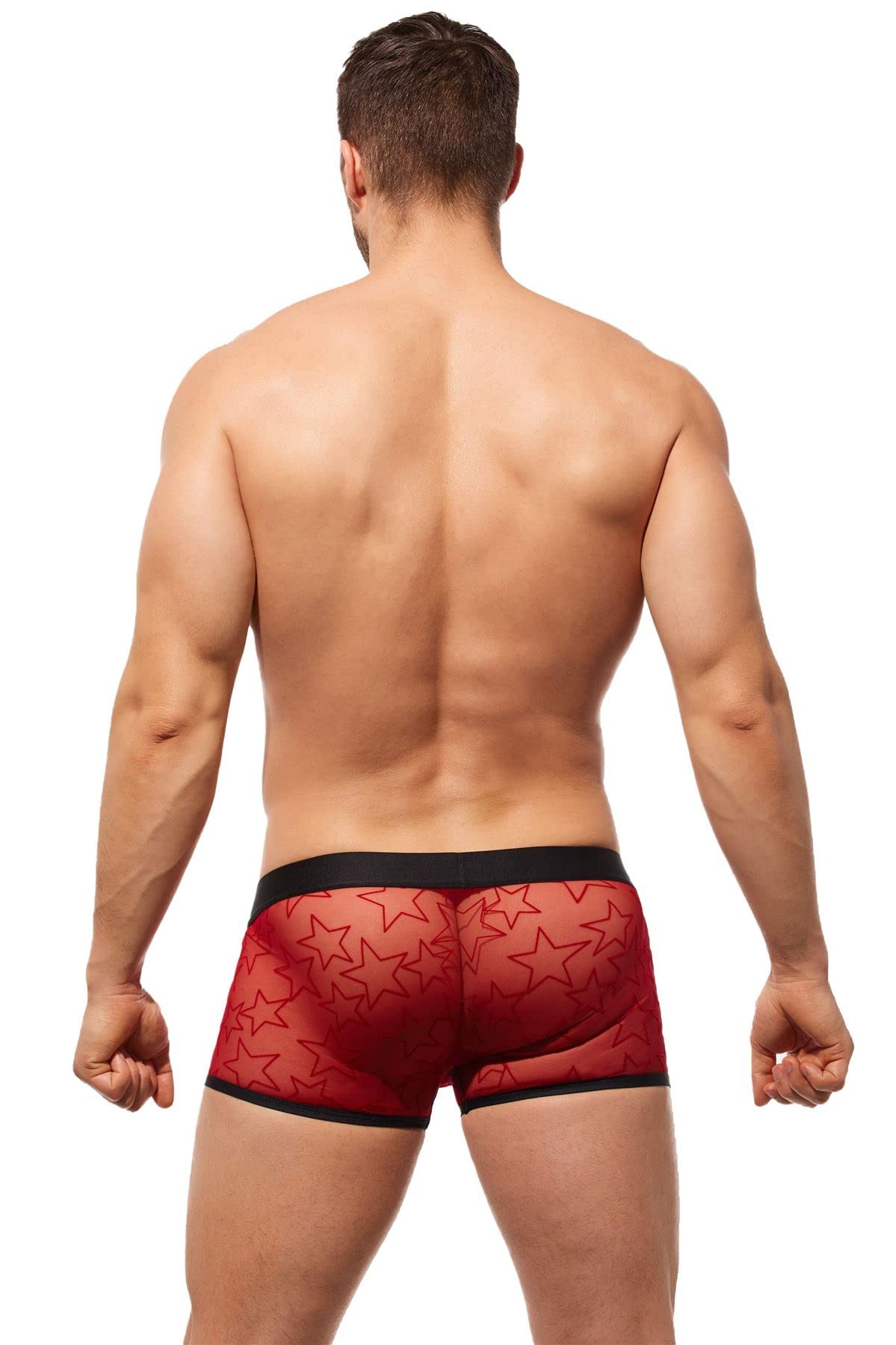 Men's Red Starr Boxer Briefs - Soft Cotton Underwear for Comfort & Support - Perfect for Workout, Lounge & Everyday Wear