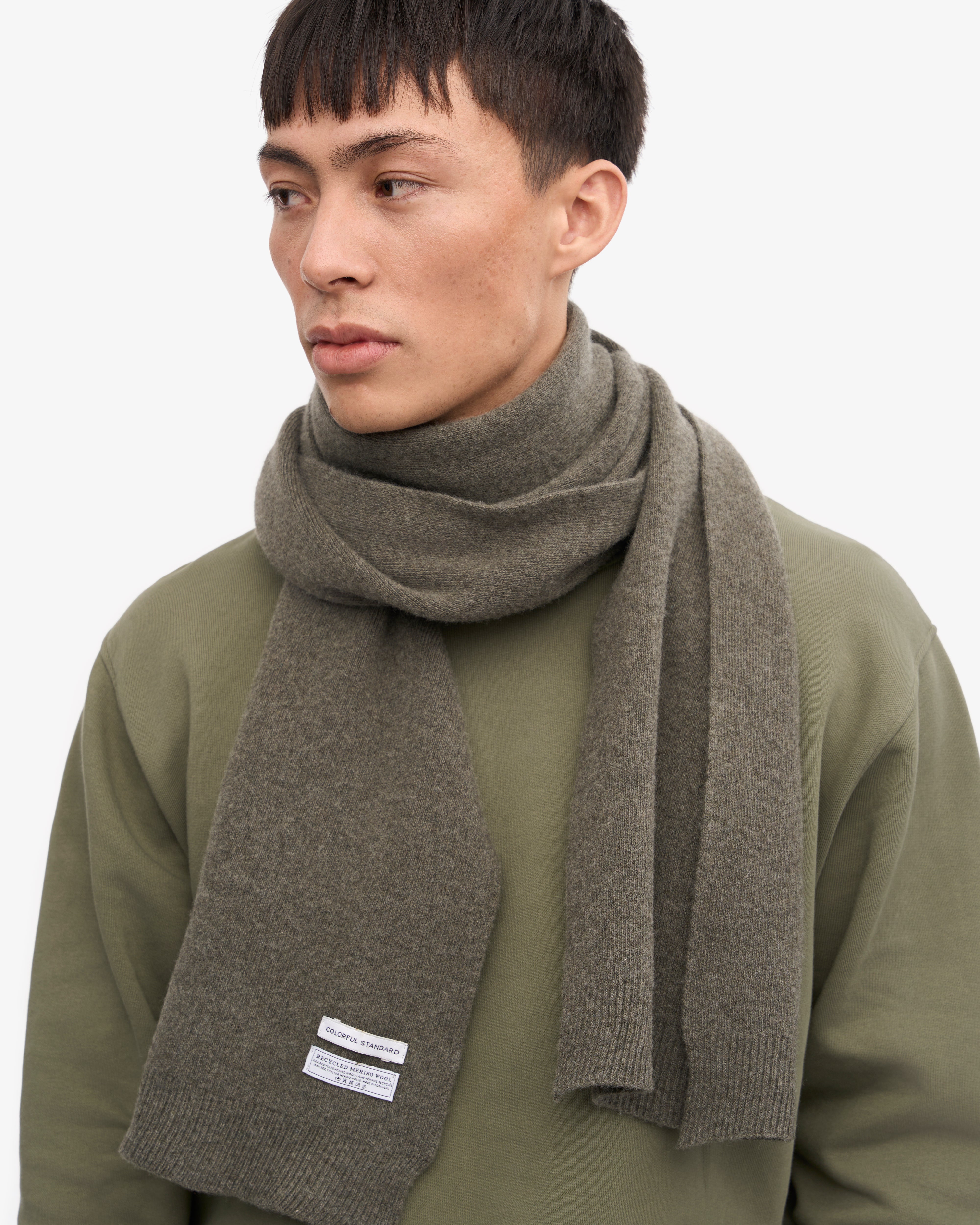 Premium Merino Wool Scarf for Men & Women - Soft Warm Winter Accessory in Dusty Olive - Perfect for Outdoor Activities, Travel & Cold Weather Fashion