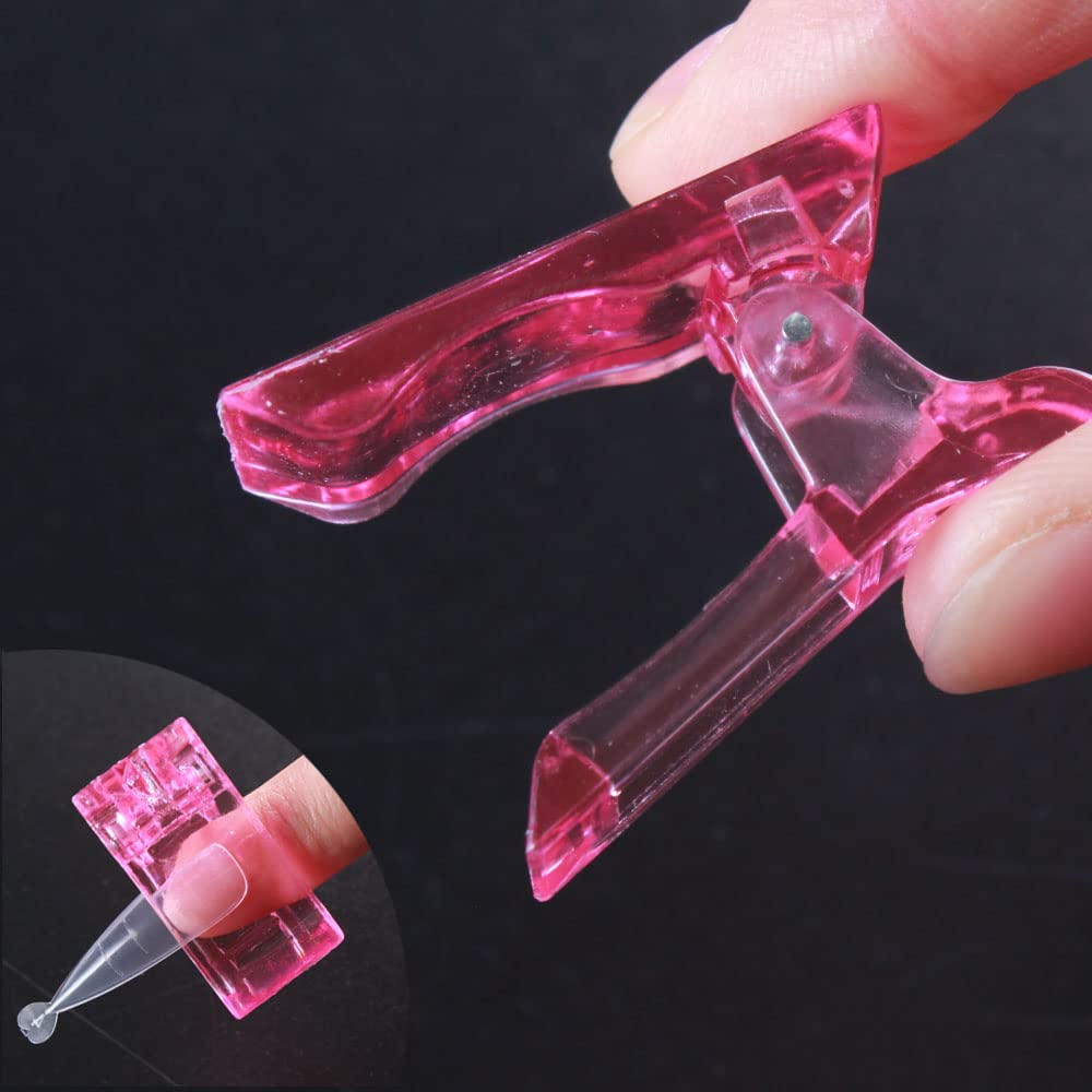 10Pcs Pink Nail Tips Clips for Polygel Nail Extension - Quick Building UV LED Builder Clamps for Manicure & Nail Art - Perfect for Salon, Home DIY, and Professional Nail Technicians