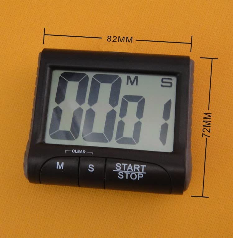 3'' Digital Kitchen Timer with Magnetic Back & Loud Alarm, Large Display Cooking Timer for Kitchen, Learning, Teaching, Exercise, Games, and Office Productivity (Black)