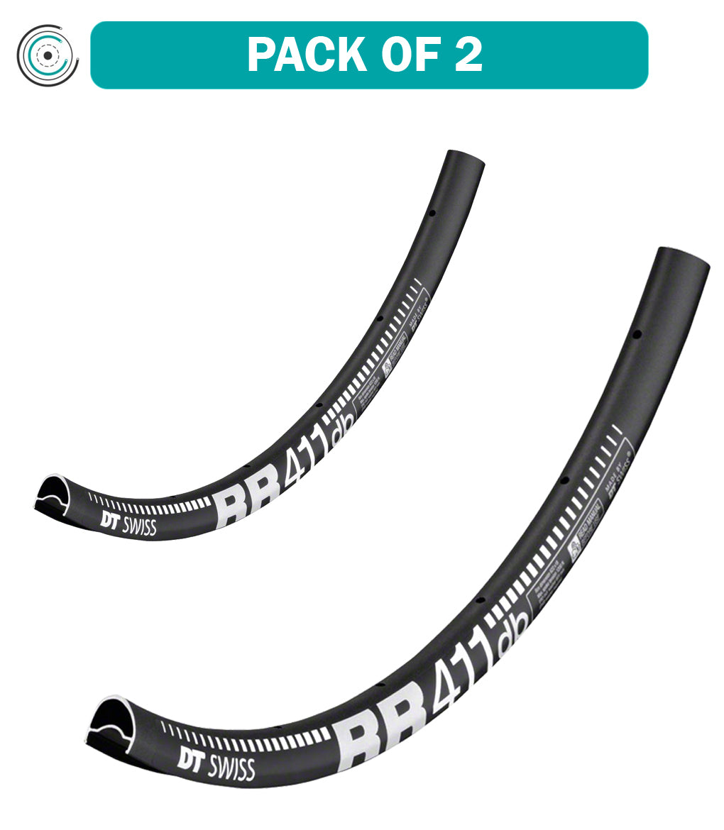 2 Pack DT Swiss RR 411 700c Tubeless Ready Asymmetric Road Disc Wheelset - 32H Black Rims for Road Biking & Gravel Cycling - Perfect for Performance Riding & All-Weather Conditions