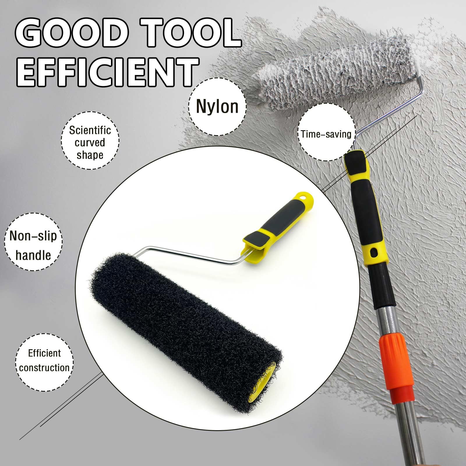 9 Inch Drywall Compound Roller - Professional Texture Roller Brush for Walls & Ceilings - Perfect for DIY Home Renovation and Professional Drywall Repair Projects