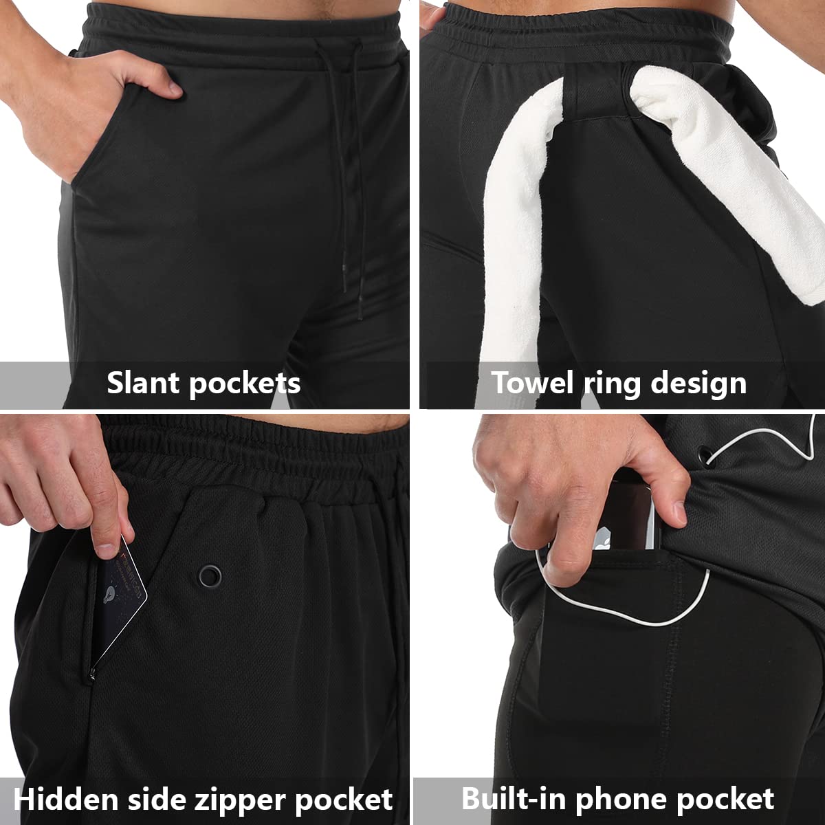 JWJ Men's 2-in-1 Workout Running Shorts 7 Inch - Lightweight Athletic Gym Shorts with Built-in Compression Liner for Running, Training & Basketball - Moisture Wicking & Breathable Quick Dry Fabric
