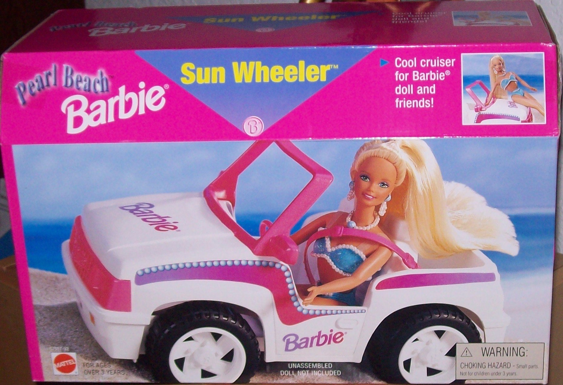 Mattel Pearl Beach Barbie Sun Wheeler - Fashion Doll with Beach Accessories for Kids, Perfect for Summer Play, Pool Parties & Outdoor Adventures