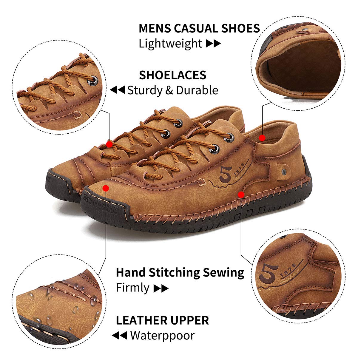 Alcubieree Men's Genuine Leather Casual Sneakers - Comfortable Lightweight Loafers for Walking, Driving & Dress Shoes (Size 7.5-13) | Perfect for Office, Travel & Everyday Wear