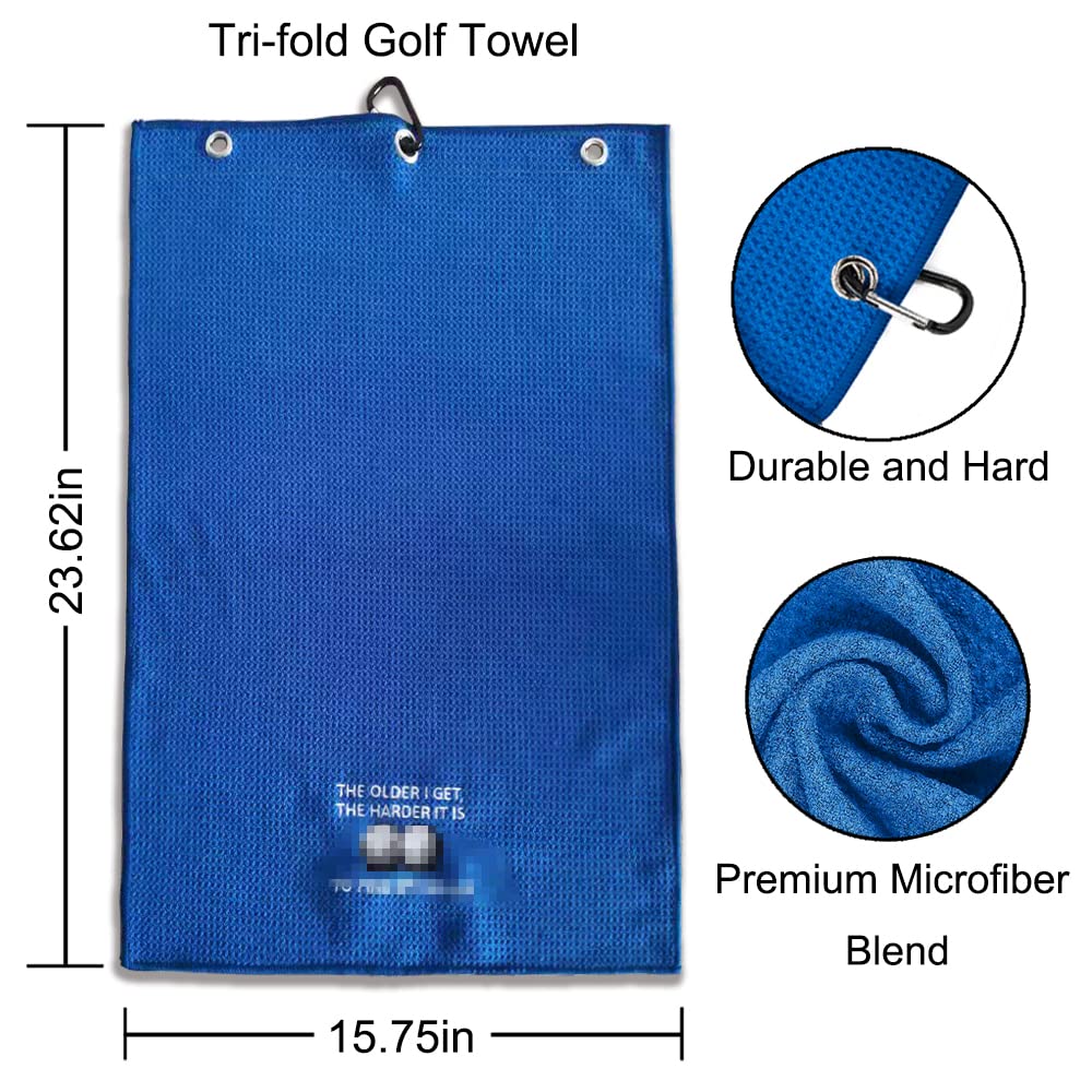 DYJYBMY Funny Golf Towel for Men - Embroidered Golf Towel with Clip - Perfect Golf Accessories for Older Golfers (Blue) - Great for Golf Courses, Driving Ranges & Clubhouses