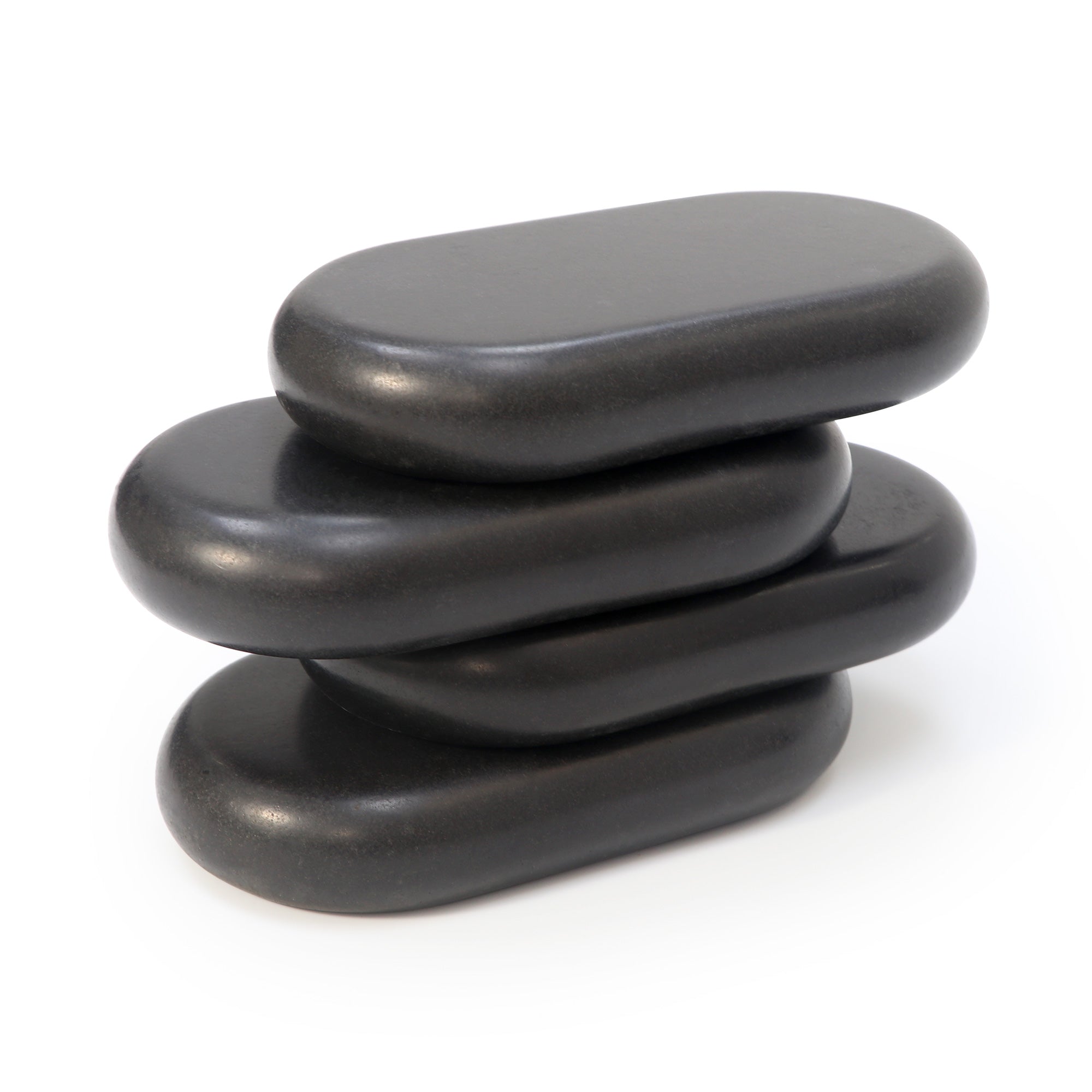 Professional XXL Flat Oval Basalt Hot Stone Massage Set - 4 Pack (6x3.4x1.1 inch) for Deep Tissue Therapy, Spa Relaxation & Muscle Pain Relief