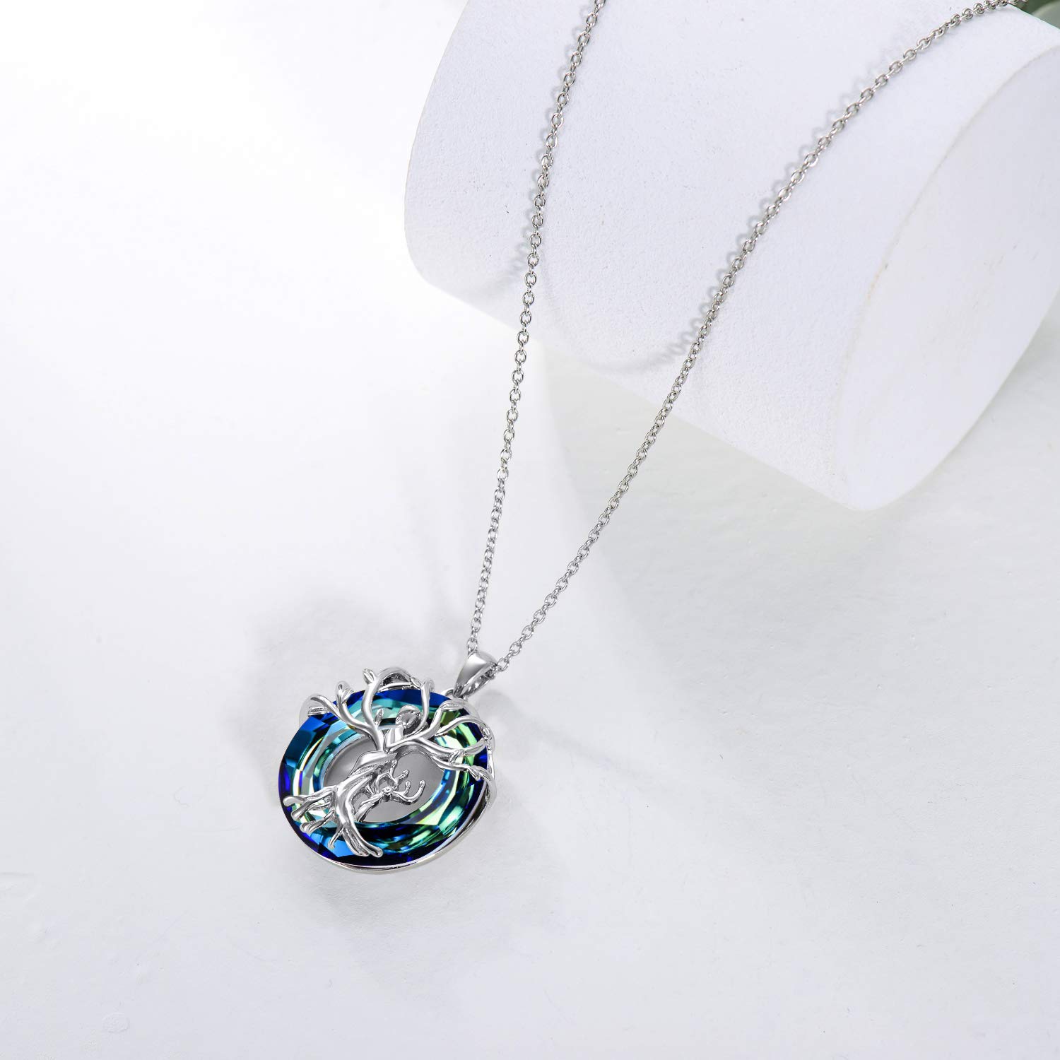 TOUPOP 925 Sterling Silver Family Tree Necklace for Mom, Daughter & Son - Personalized Mother's Day Gift for Women, Grandma - Engraved Crystal Jewelry for Birthdays, Anniversaries & Special Occasions | Perfect for Family Bonding & Heartfelt Moments