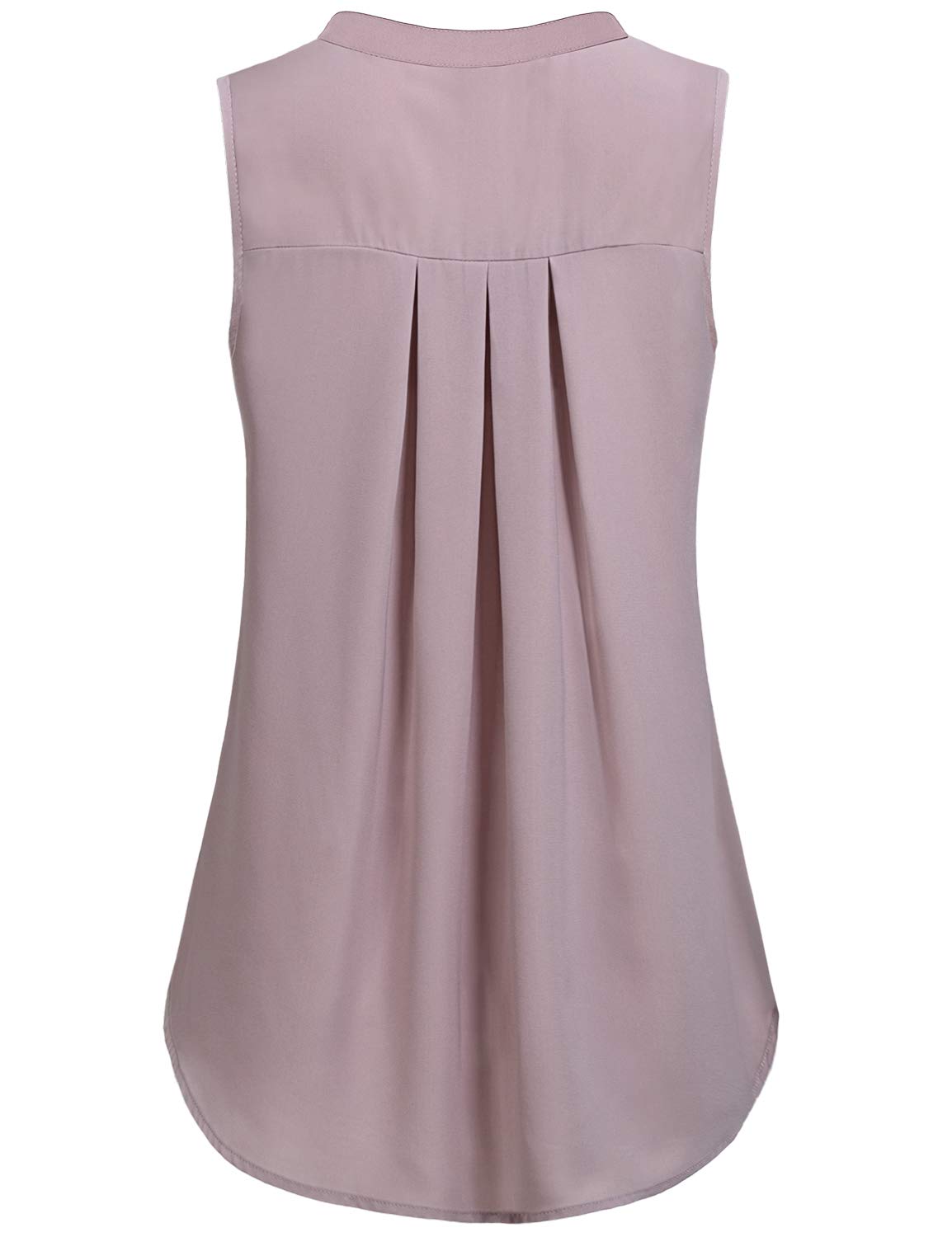 Women's Notch V-Neck Sleeveless Chiffon Blouse - Flowy Summer Tops for Casual Wear & Office Outfits