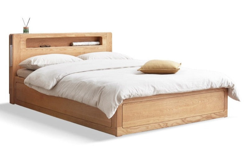 Premium Oak Solid Wood Luminous Box Bed - Durable Nightstand with Glow-in-the-Dark Features for Bedroom, Guest Room, and Kids Room Decor