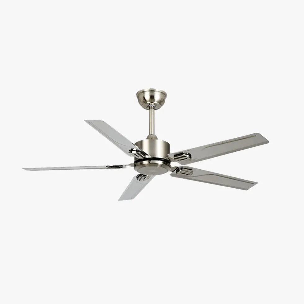 5-Blade Silver Metallic Industrial Ceiling Fan with Remote Control - Perfect for Warehouse, Garage, and Workshop Cooling
