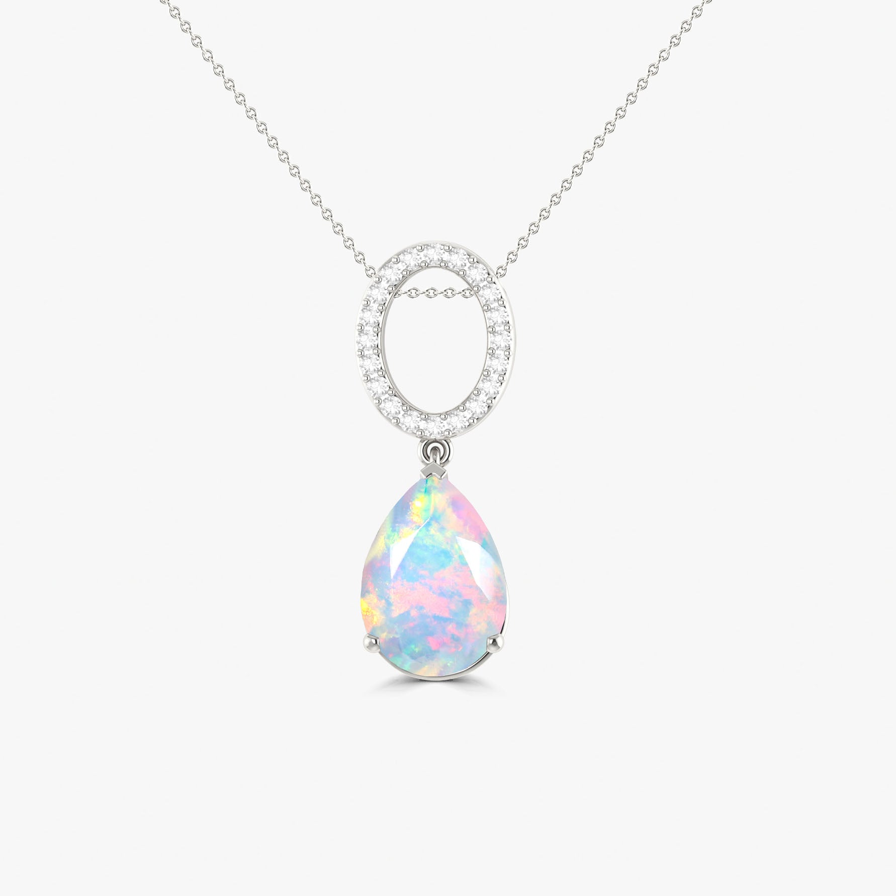Natural White Opal Pear Stone Drop Pendant Necklace - Elegant Dainty Jewelry for Women, Perfect for Everyday Wear, Parties & Special Occasions
