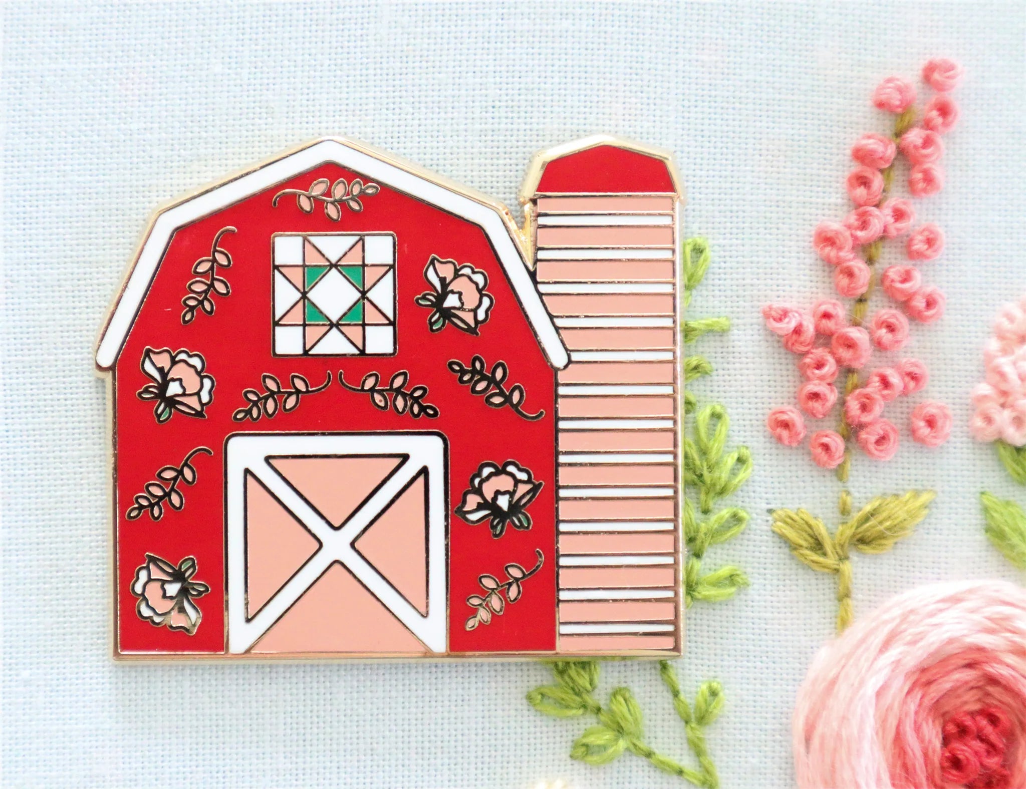 Flamingo Toes Sweet Acres Barn Needle Minder - Magnetic Pin Holder for Sewing, Quilting, and Embroidery Projects