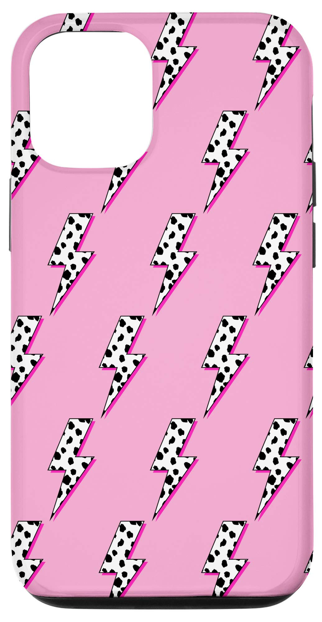 iPhone 12/12 Pro Case - Dalmation Print Pink Thunder Pattern Soft Brush Phone Cover | Trendy Protective Case for Women & Men | Perfect for Work, Travel & Everyday Use