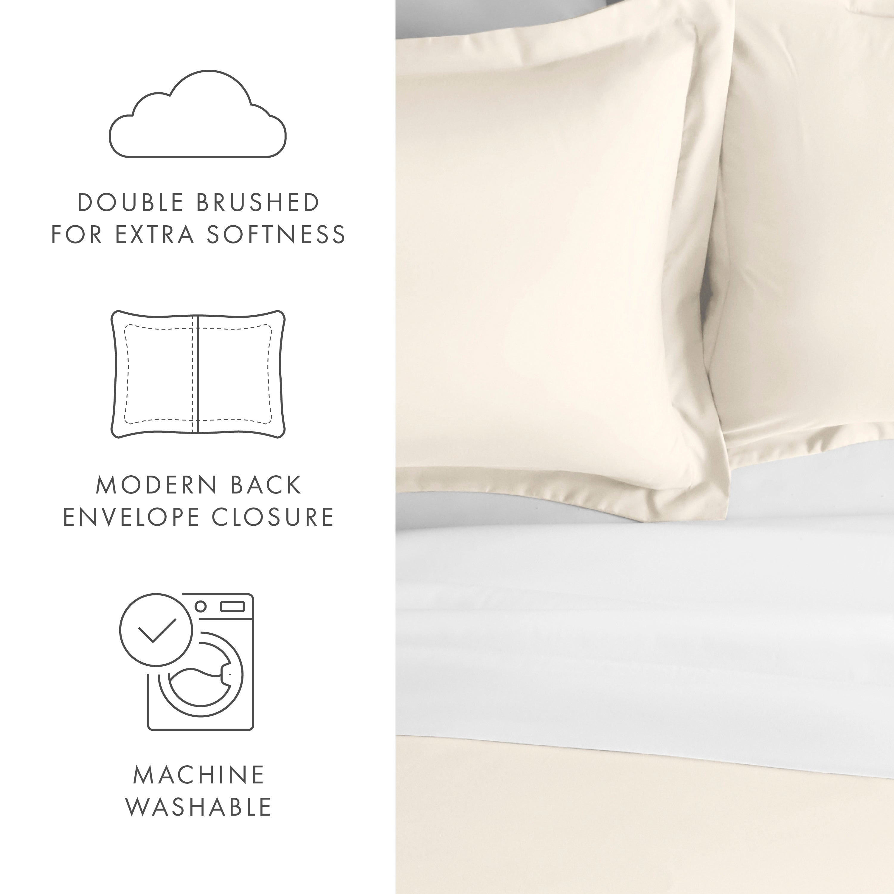 2 Piece Pillow Sham Set - Soft & Stylish Bedding Covers for Queen/King Size Pillows - Perfect for Home Decor, Bedroom Upgrade & Cozy Sleep