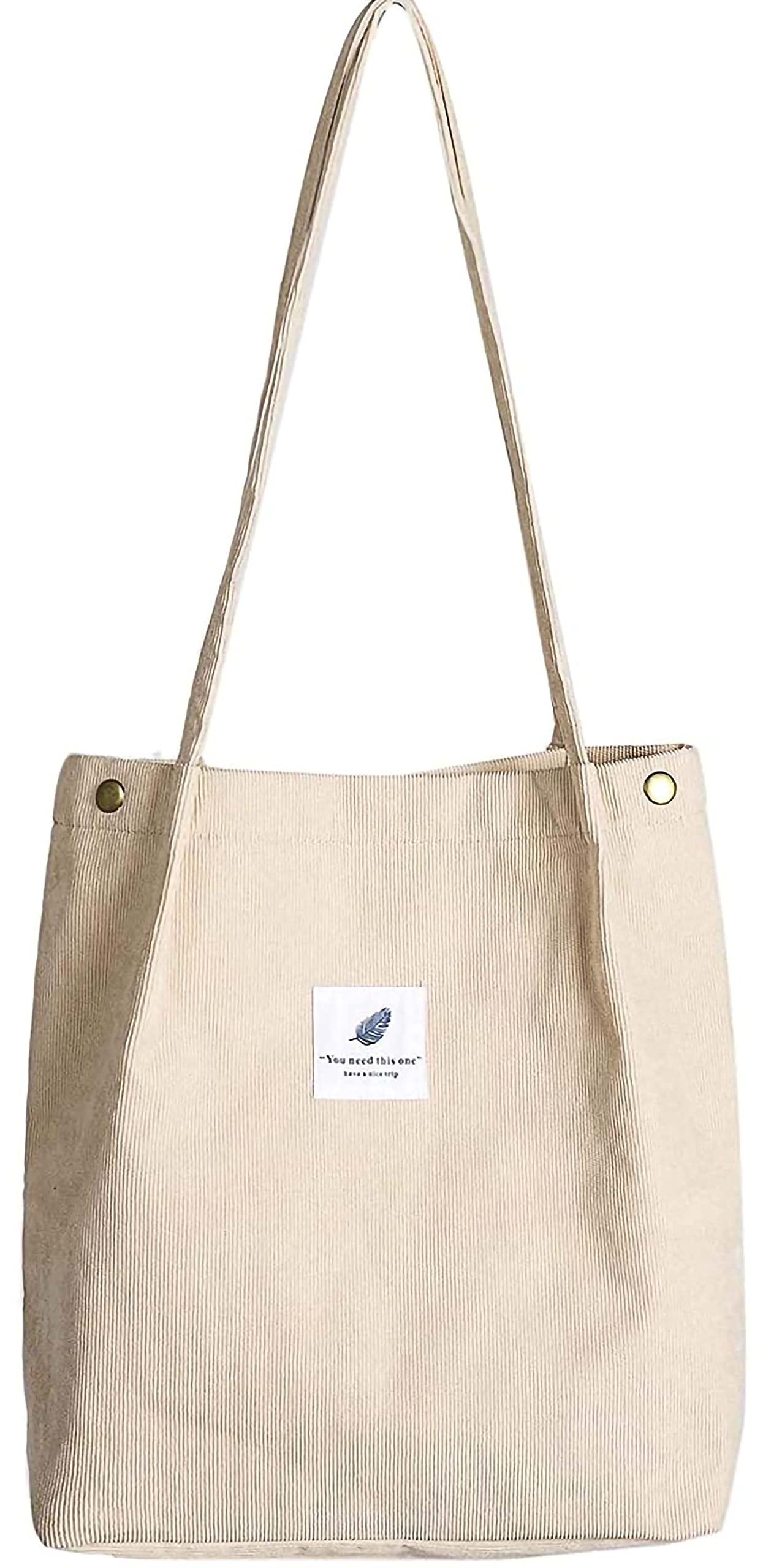 ALUWU Canvas Corduroy Tote Bag for Women - Casual Work & Shopping Purse