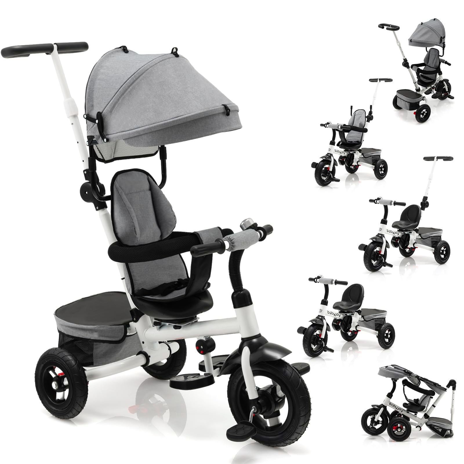 **Dreamade 3-in-1 Convertible Baby Tricycle for Kids 1-5 Years, Adjustable Push Bike with Reversible Seat, Canopy & Storage Basket – Toddler Balance Bike for Indoor & Outdoor Play**    *(Use for Park Rides, Neighborhood Strolls, or Learning Balance at Home)*
