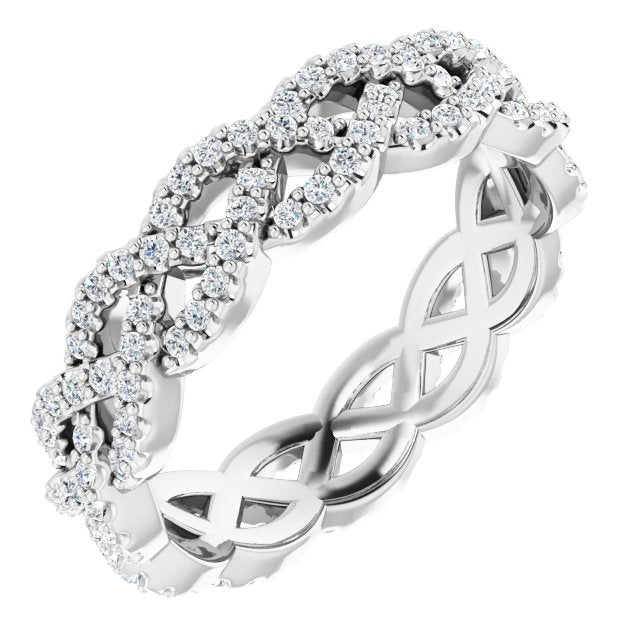 0.72 Carat Round Diamond Eternity Band - Open Braid Design Wedding Ring for Women, Perfect for Anniversary, Engagement, and Bridal Jewelry Gifts