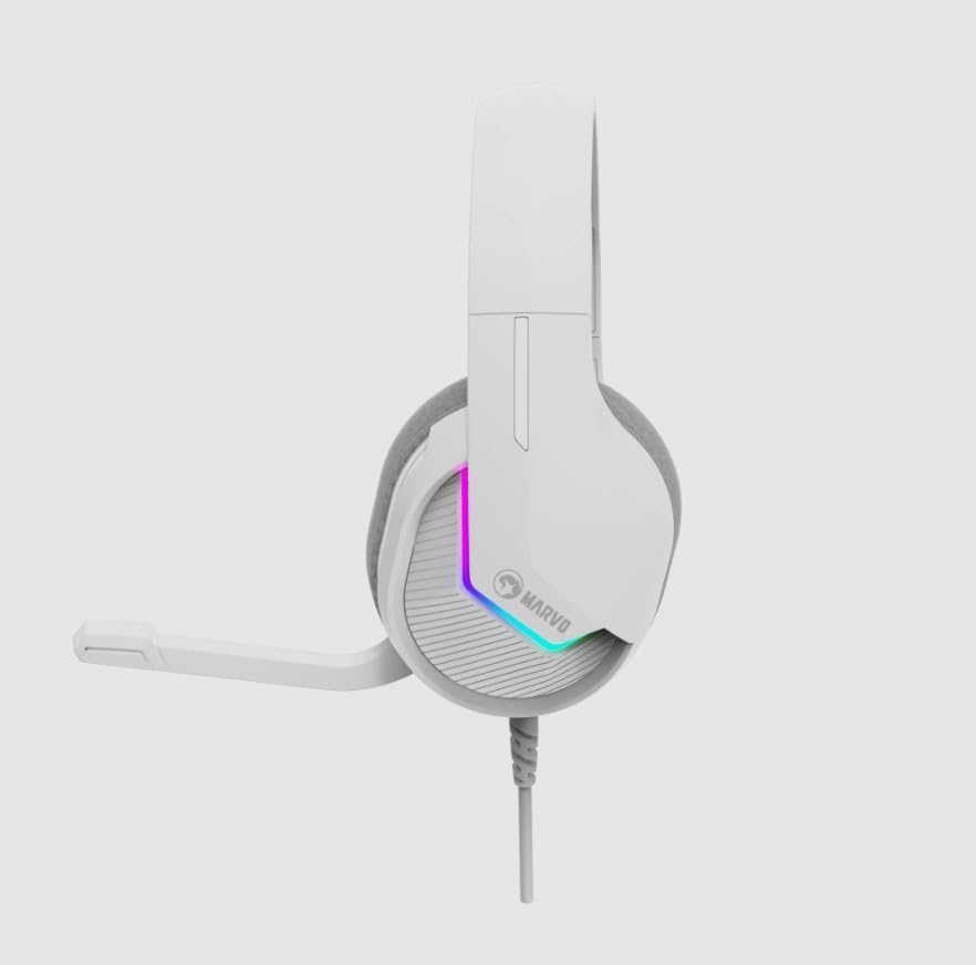 MARVO HG8936 Gaming Headset with Noise Cancelling Mic - Wired Over-Ear Headphones for PC, PS4, Xbox - Perfect for FPS Games, Streaming & Online Classes