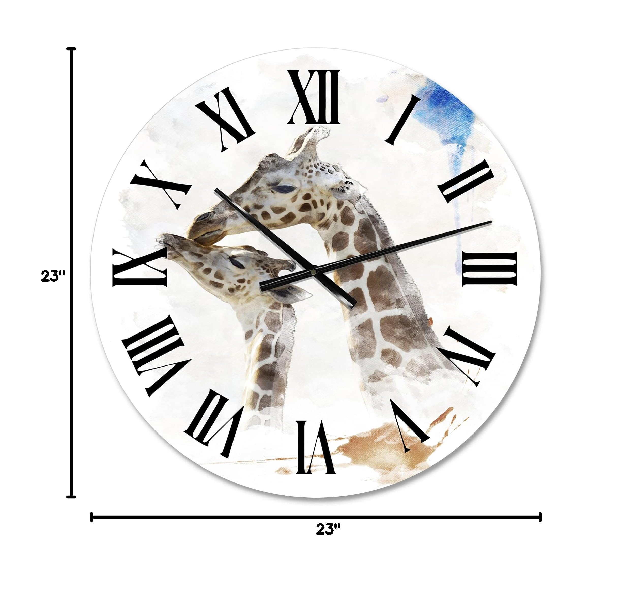 Farmhouse Wall Clock 'Portrait of A Giraffe and Child' - Large Animal Themed Wall Clock for Living Room, Bedroom, or Office Decor - Perfect Rustic Home Décor Gift Idea