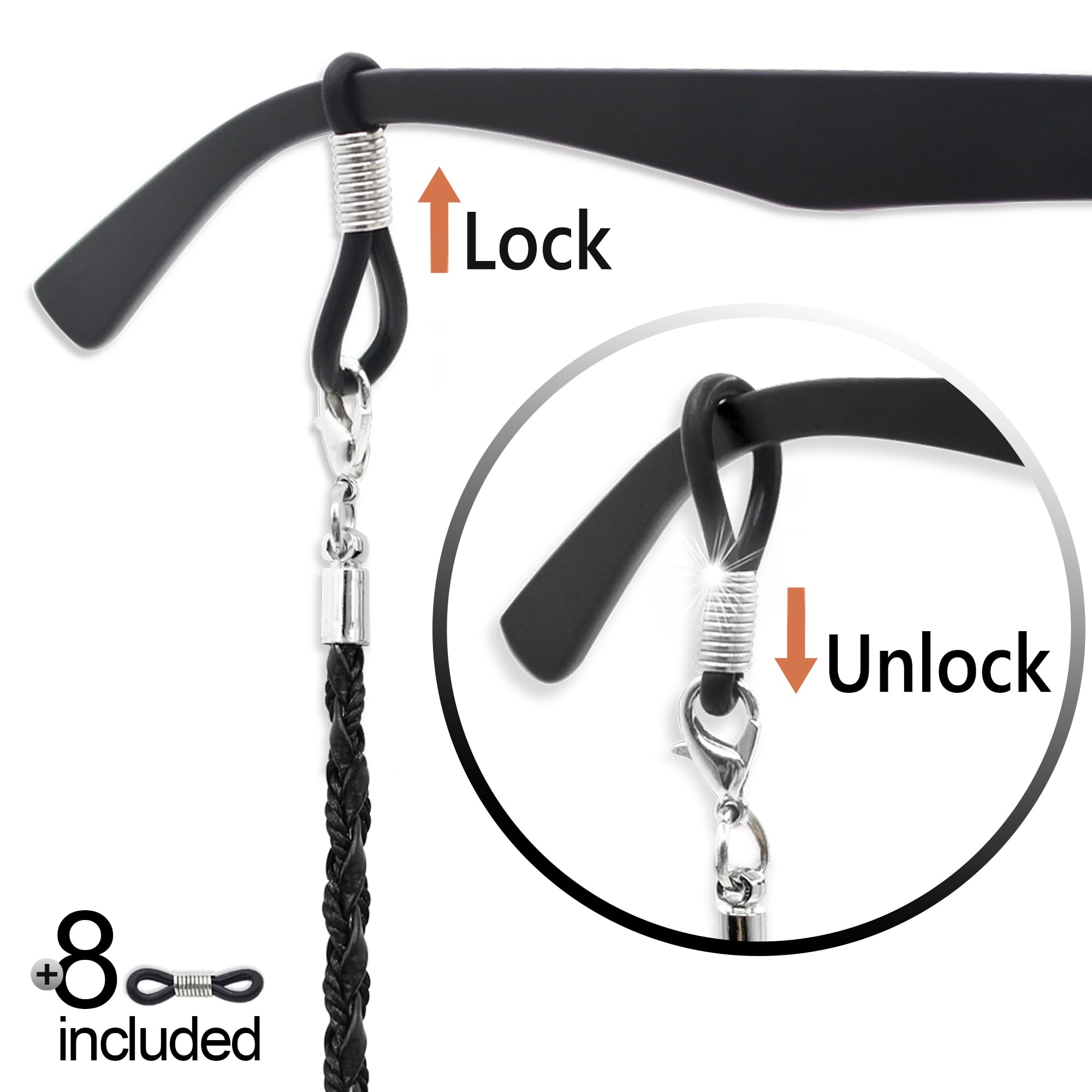 Premium SIGONNA Glasses Strap Chains - Eco-Friendly Leather Eyewear Holder with Adjustable Cord for Men & Women - Perfect for Reading, Sports & Outdoor Activities