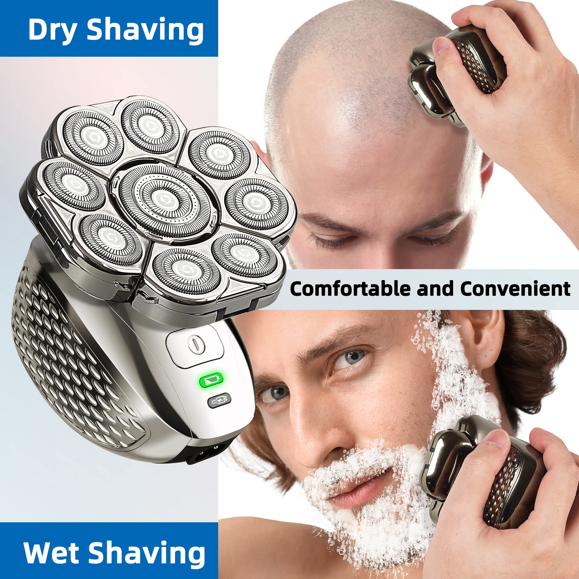 IPX6 Waterproof Electric Shavers for Men - Cordless Rechargeable Wet & Dry Rotary Razor with Beard Trimmer & Nose Hair Clipper | Perfect for Travel, Gym & Daily Grooming