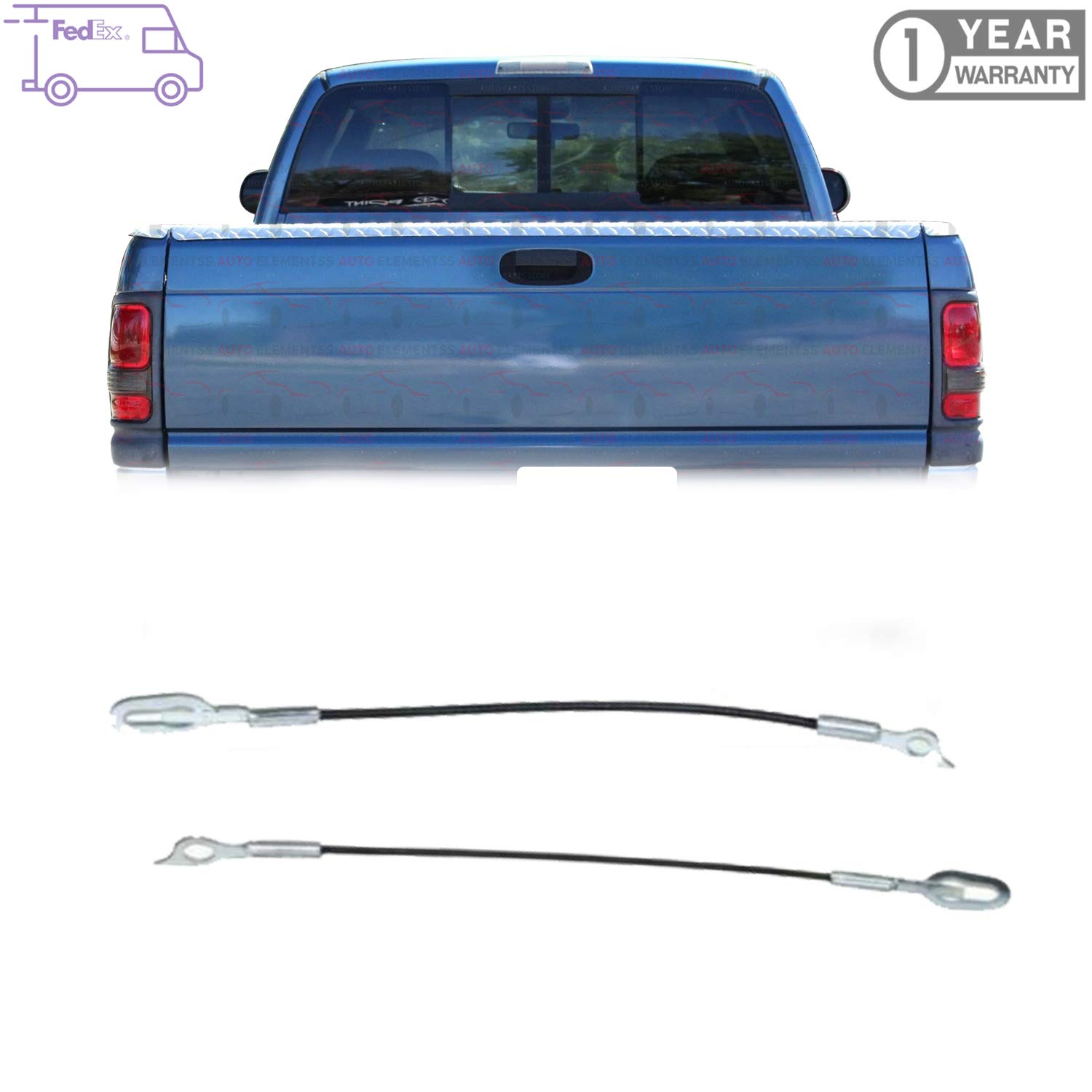 Replacement Tailgate Cables Set of 2 for 1994-2001 Dodge Ram 1500/1994-2002 Ram 2500 3500 - Left Driver & Right Passenger Side - Direct Fit 55345124AB 55345125AB - Perfect for Truck Bed Access & Tailgate Repair