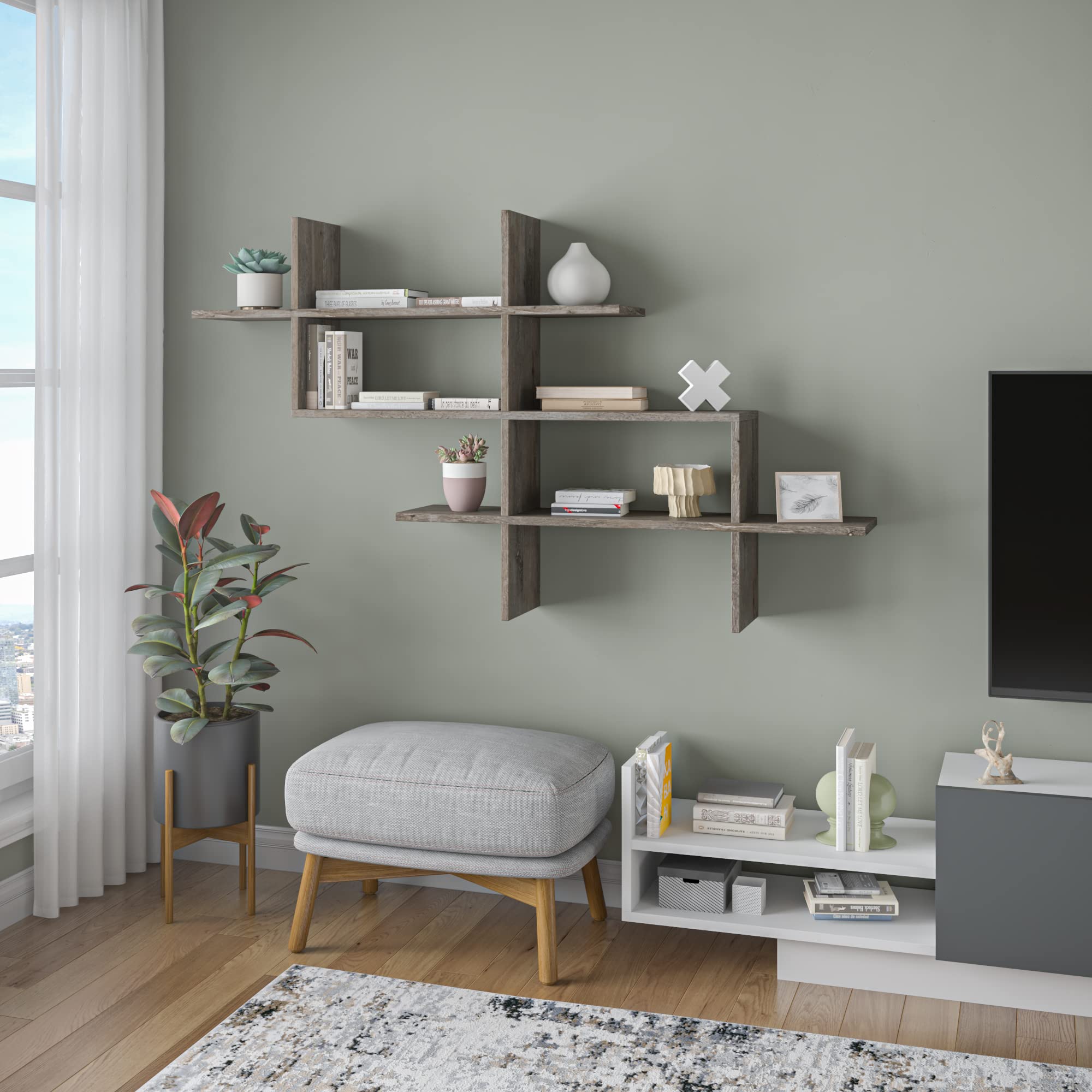 Modern Dark Brown Wall Shelf 32.5