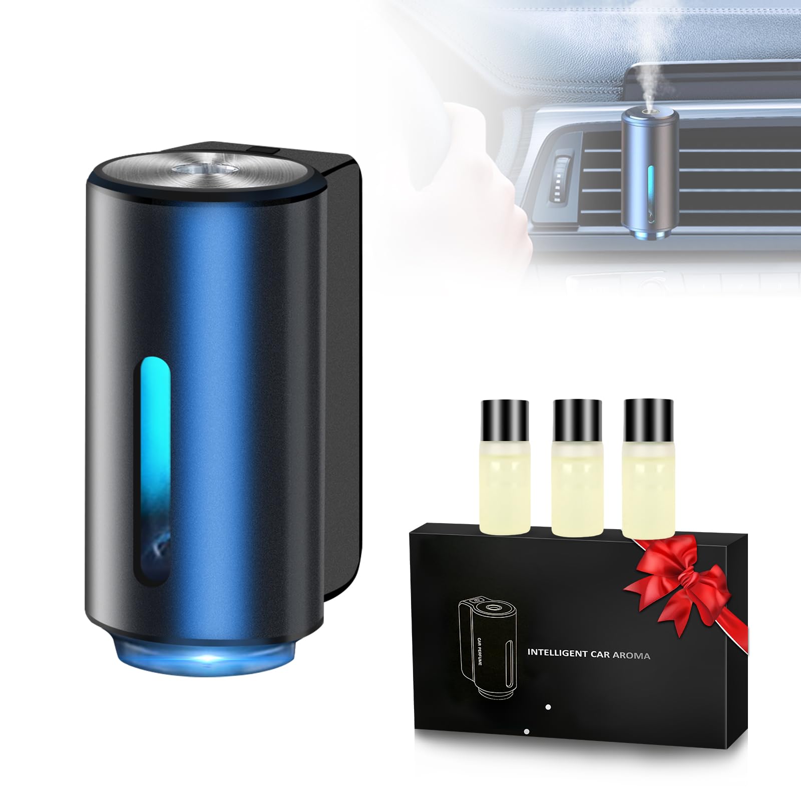 Premium Car Diffuser with 3 Essential Oils - Long Lasting Cologne Scent Air Freshener for Vehicles | Perfect for Daily Commute, Road Trips & Office Use