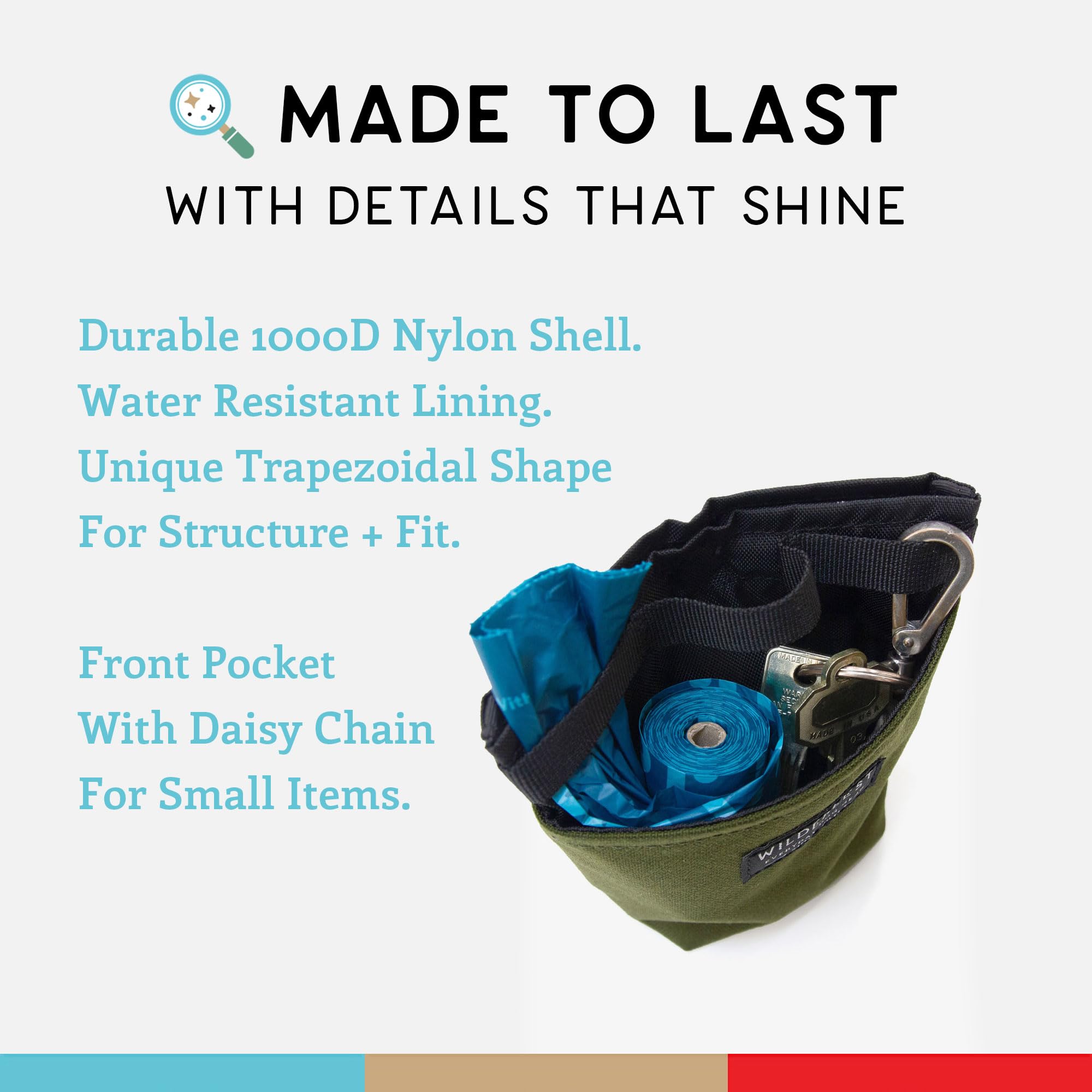 Premium Wildebeest Dog Treat Pouch - Magnetic Closure Training Bag with 2 Waterproof Compartments, Detachable Waist Strap & Belt Clip - Ideal for Dog Walking, Hiking, and Outdoor Adventures