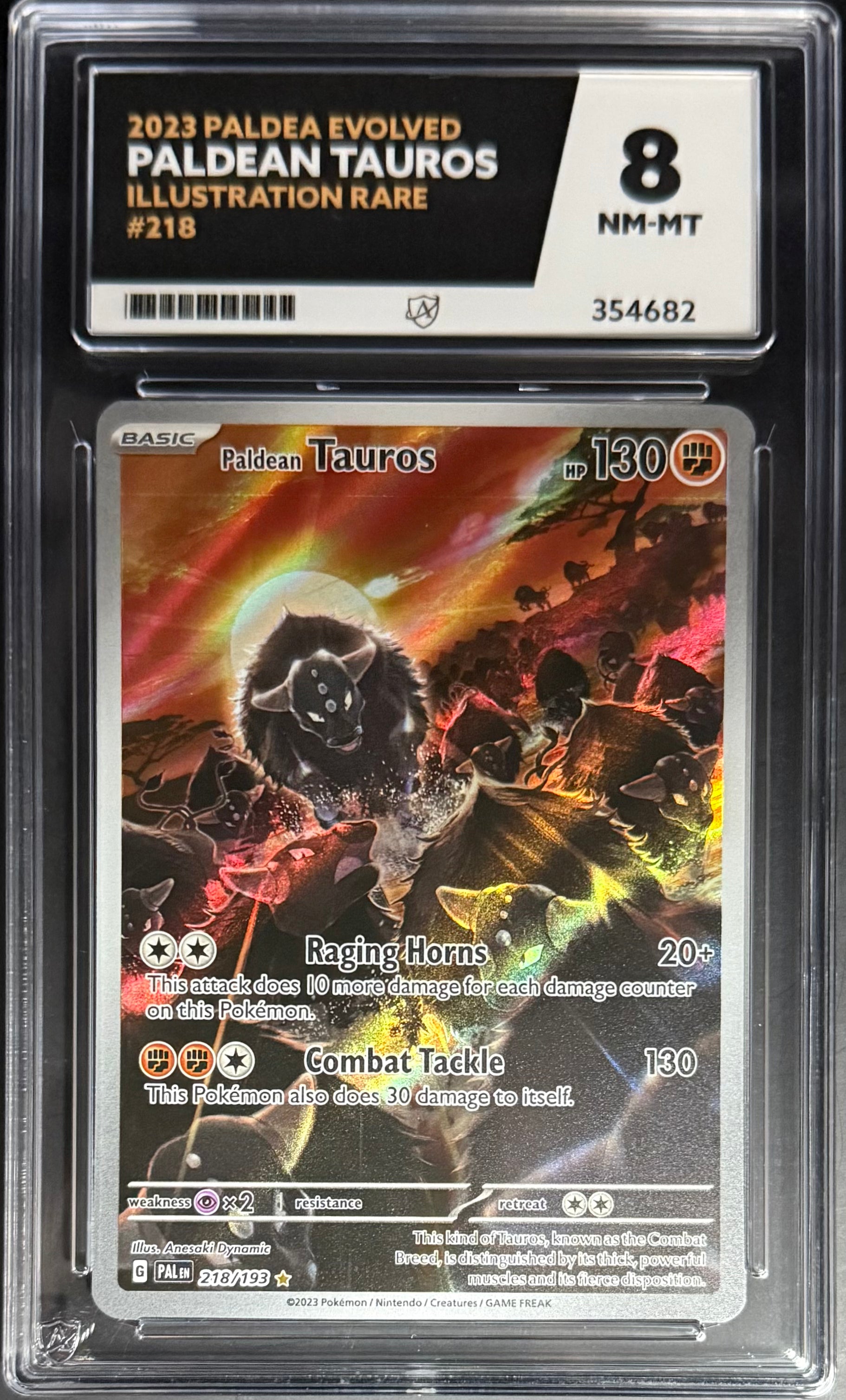 Pokemon Paldean Tauros 218/193 Illustration Rare Card - Paldea Evolved 2023 ACE8 - Perfect for Collectors & Pokemon TCG Battles
