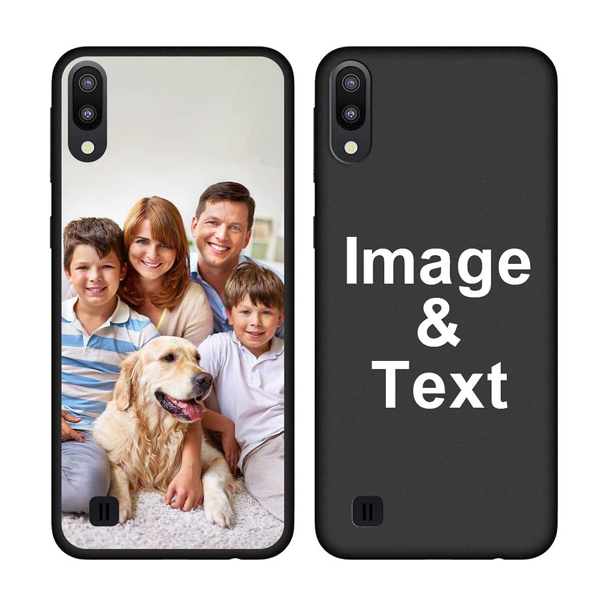 Customized Photo Case for Samsung Galaxy M10 - Personalized Picture Phone Cover with Shockproof Silicone Protection, Soft Candy Design - Perfect Christmas, Birthday & Thanksgiving Gift Idea - Black Protective Case for Everyday Use, Travel & Special Occasions