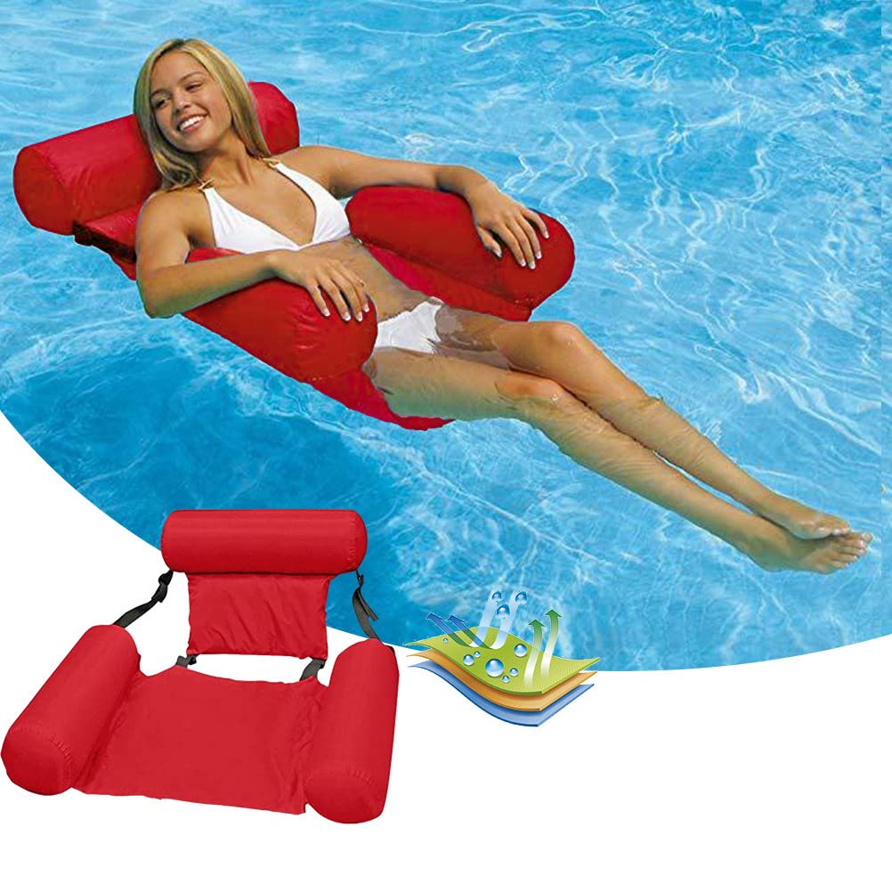 Swimming Pool Inflatables Hammock - Floating Lounge Chair Mat Bed for Adults & Kids, Comfortable Inflatable Raft with Cup Holder, Perfect for Pool, Beach, Lake, and Summer Water Relaxation