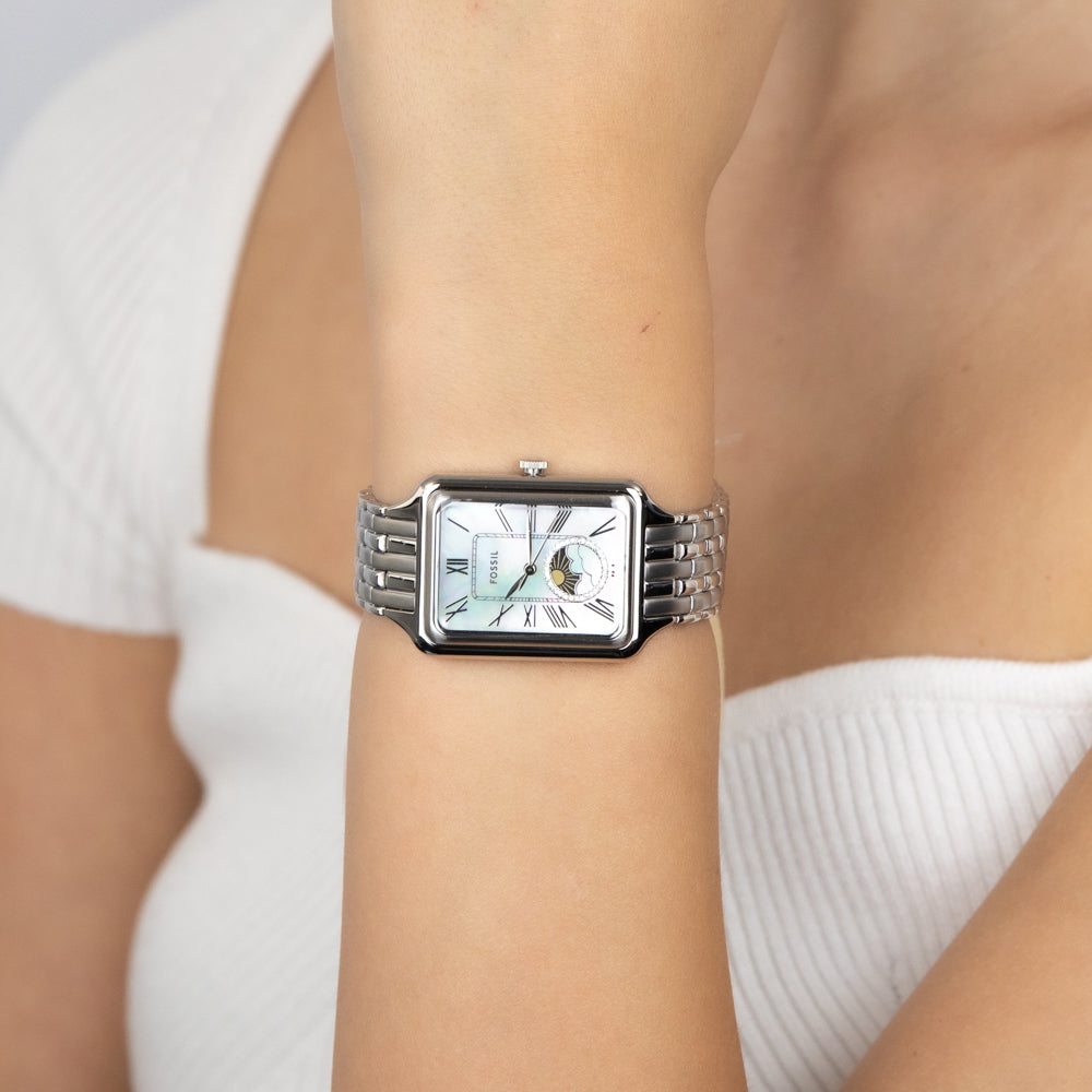 Fossil Raquel Sun Moon ES5400 Women's Watch - Stylish Analog Watch with Sun and Moon Dial - Perfect for Casual Wear, Office, and Everyday Fashion Accessories