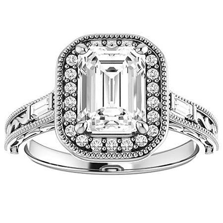 4 CT Emerald Colorless Moissanite Engagement Ring Set for Women - Sterling Silver Solitaire Bridal Wedding Ring - Anniversary Promise Gift for Her - Perfect for Proposals, Weddings & Special Occasions