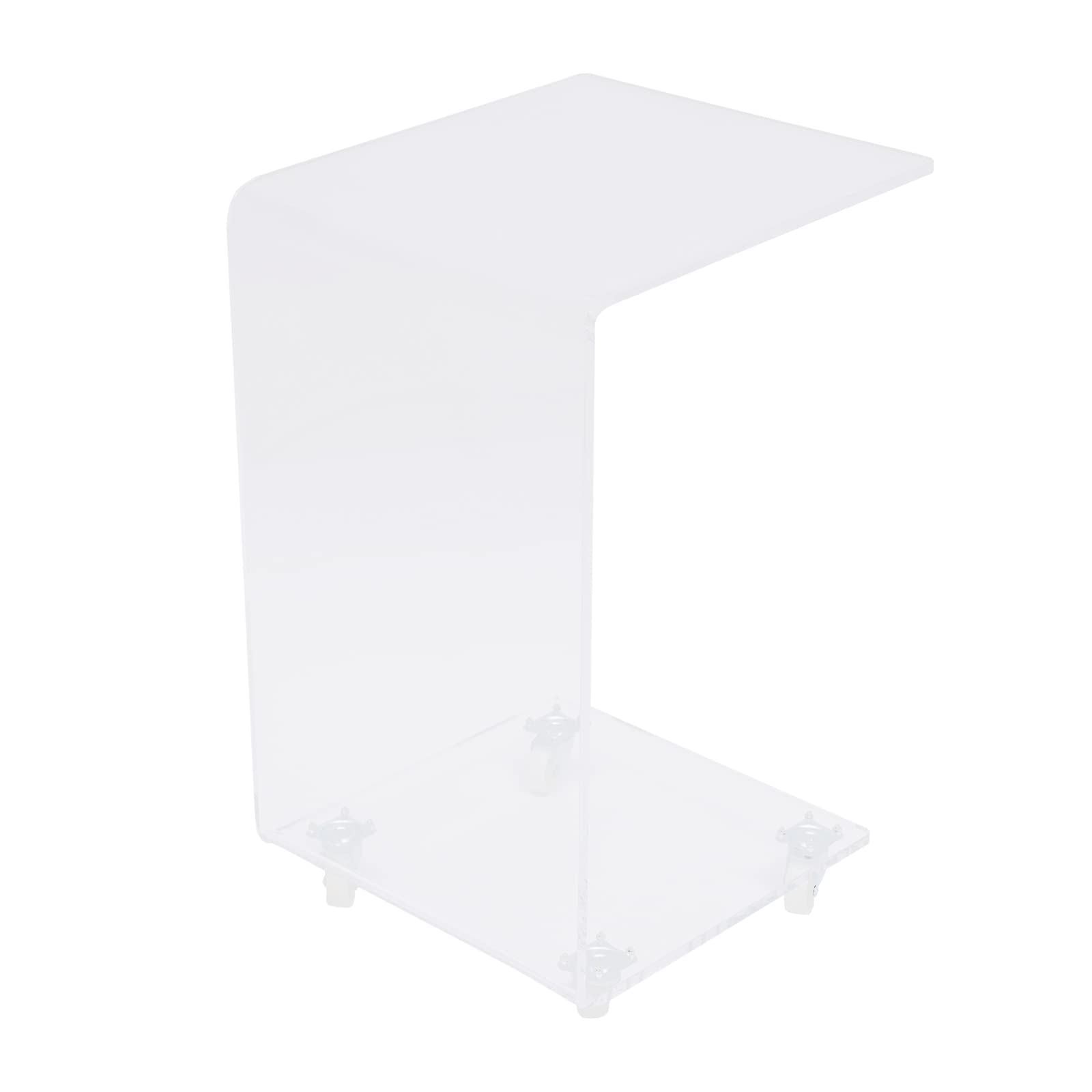 Acrylic C-Shaped End Table with Wheels - Modern Side Table for Sofa, Bed, or Office - Portable Snack Table, Coffee Tray Desk & Laptop Holder - Perfect for Living Room, Bedroom, or Small Space Workstation