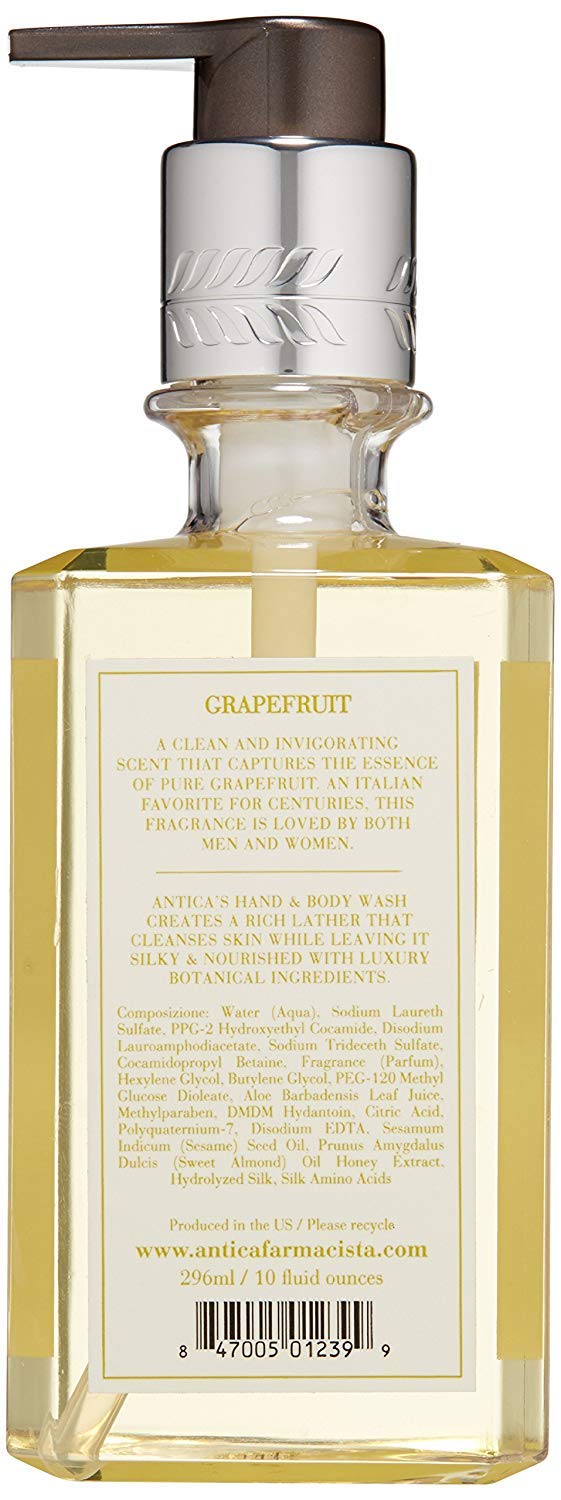 Antica Farmacista Grapefruit Scented Hand Wash - 10 Fl Oz, Luxury Foaming Soap for Bathroom & Kitchen, Refreshing Citrus Aroma for Home & Spa Use