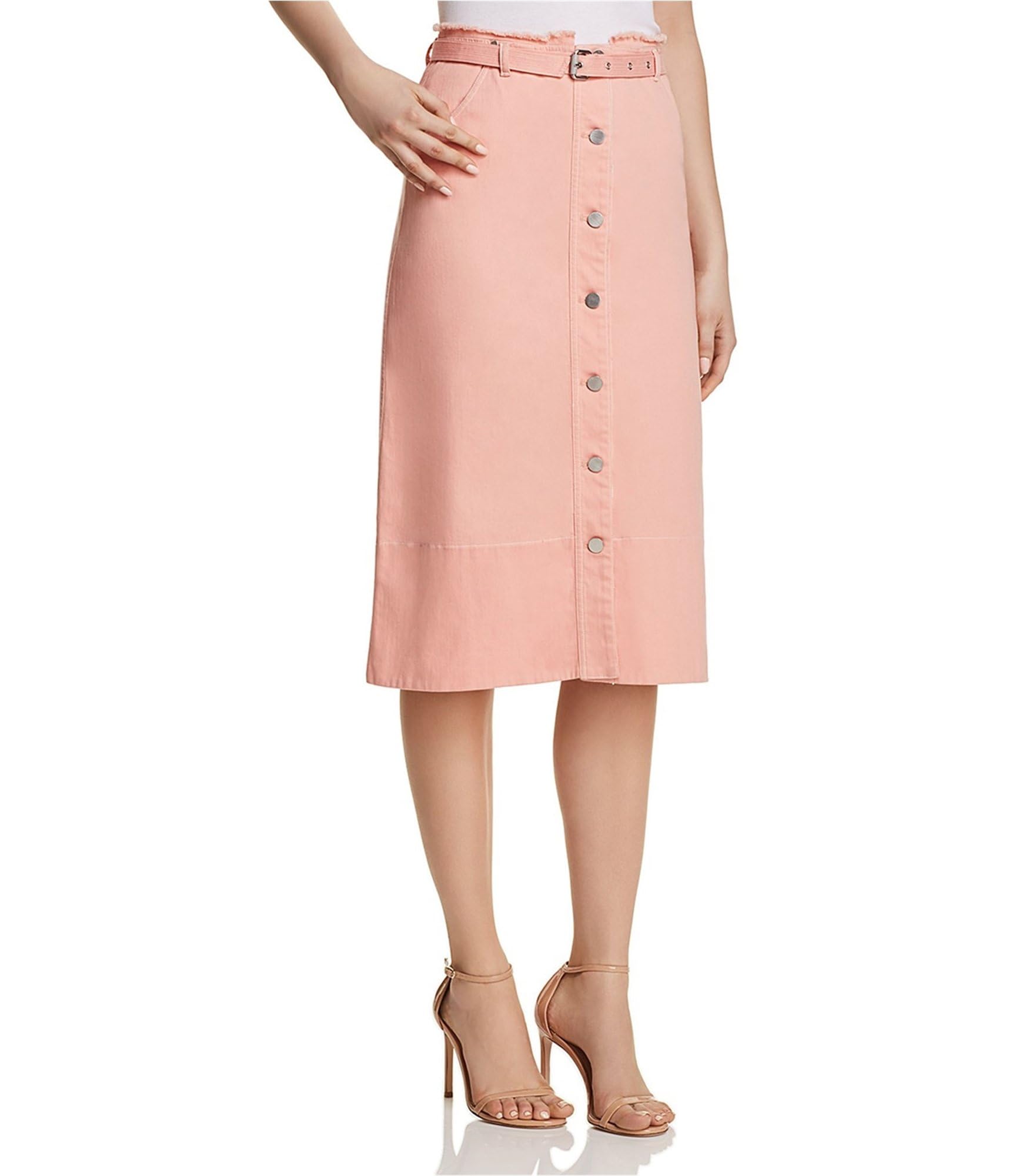Elizabeth and James Women's Denim Skirt - Light Pink Size 0 | High Waist A-Line Mini Skirt for Casual Outfits & Summer Fashion