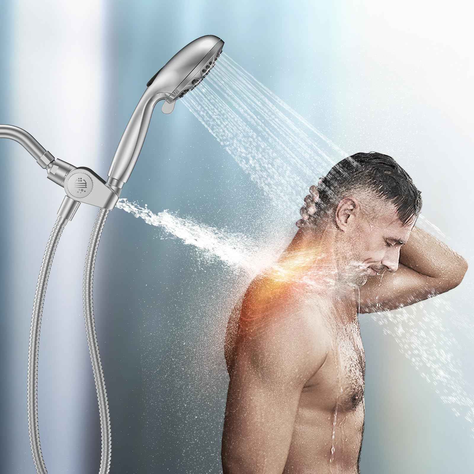 2-in-1 Filtered Shower Head with Handheld Combo - High Pressure Dual Spa System with 10 Massage Modes & Power Wash Function | Chrome Finish | Perfect for Relaxation & Water Saving in Bathroom, Spa, Gym