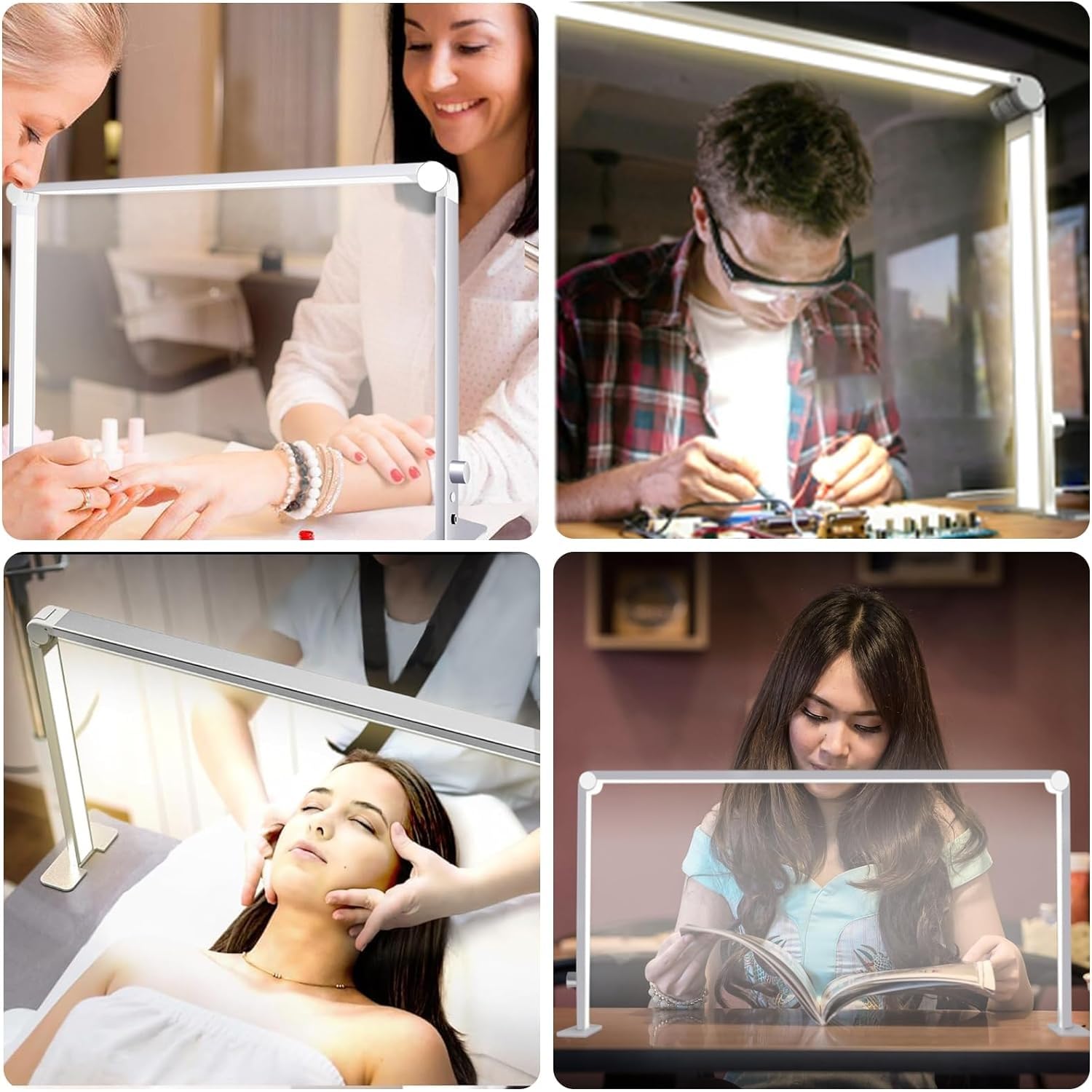 Afatnao Foldable Half Moon LED Desk Lamp - 3 Modes Dimmable 4000K-6500K Light for Nail Tech, Manicure, Lash Extensions & Tattoo Artists | Perfect for Salon, Home & Professional Beauty Workstations