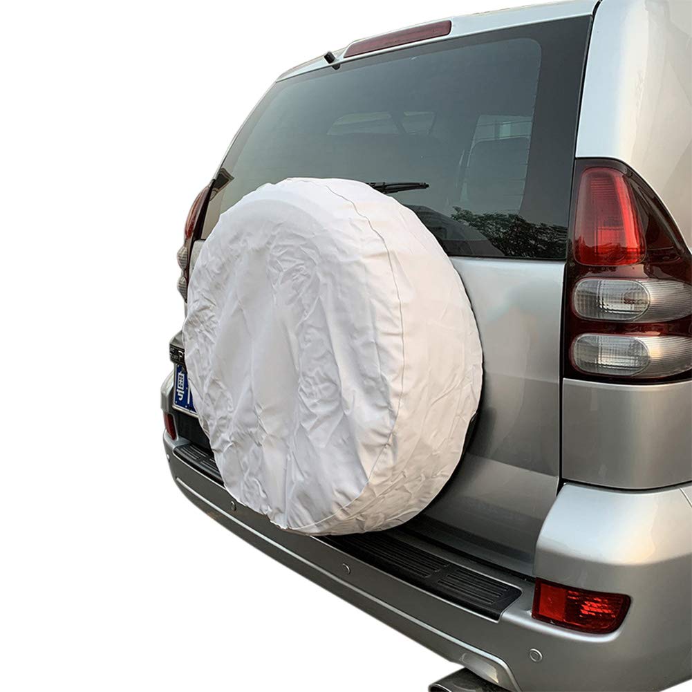 XhuangTech Heavy Duty PVC Tire Cover - 16 Inch DIY Trailer Spare Wheel Protector, Weatherproof & Durable (Pure White) - Perfect for RV, Truck, SUV & Off-Road Vehicle Protection