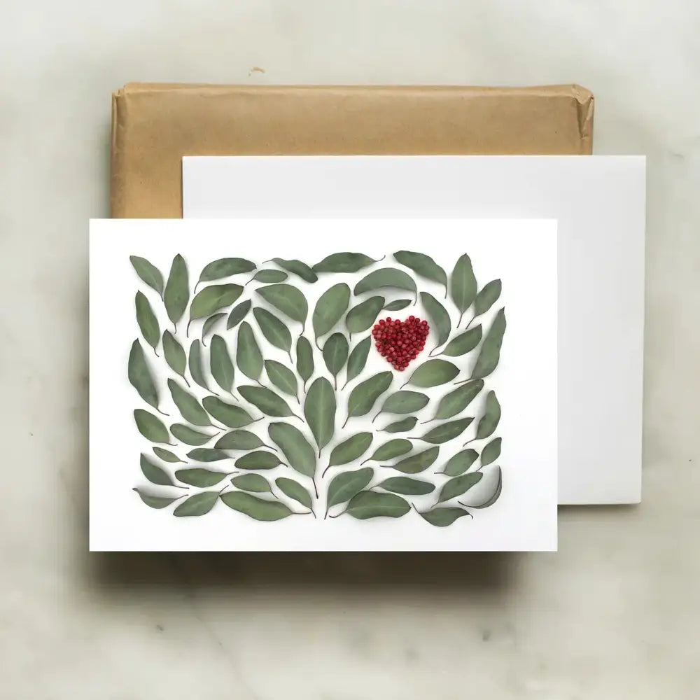 Eucalyptus Heart Greeting Card - Botanical Branch Design for Birthdays, Weddings & Special Occasions