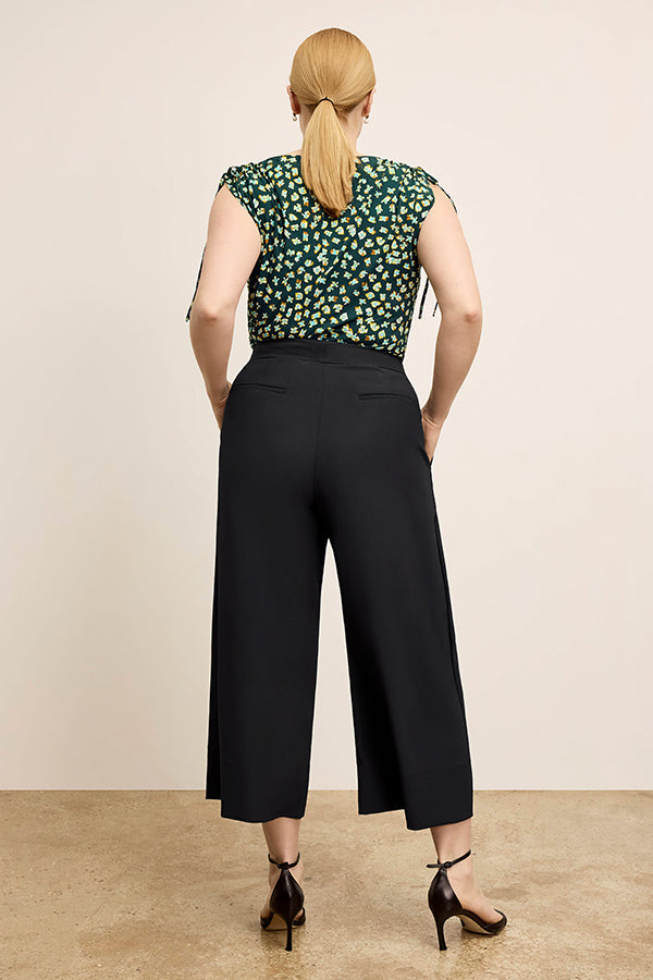 Eco-Friendly Soft Wave Culottes for Women - Comfortable & Stylish Black High Waist Palazzo Pants - Perfect for Casual Wear, Office & Travel